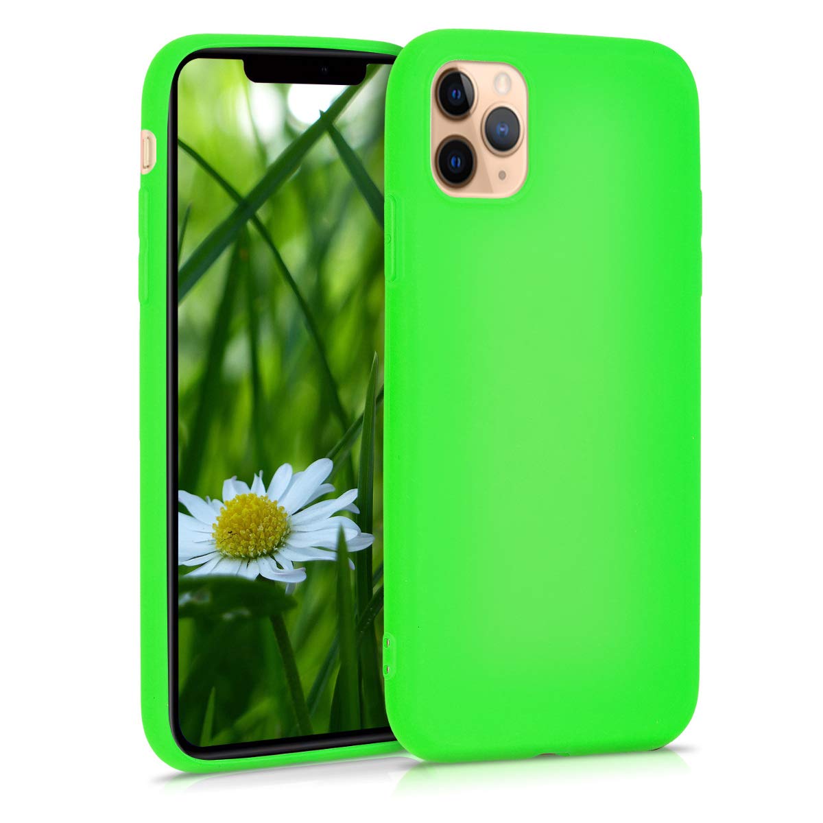 kwmobile TPU Case for Apple iPhone 11 Pro Max - Slim Flexible Protective Phone Cover in Neon Green - Perfect for Everyday Use, Work & Outdoor Activities