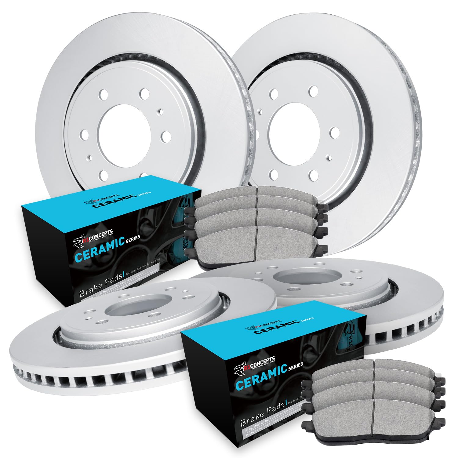 R1 Concepts Premium Ceramic Brake Pads and Rotors Kit - Front & Rear Brake Set for 2008-2011 Nissan Pathfinder | High-Performance Braking | Perfect for Daily Commuting, Off-Roading & Towing