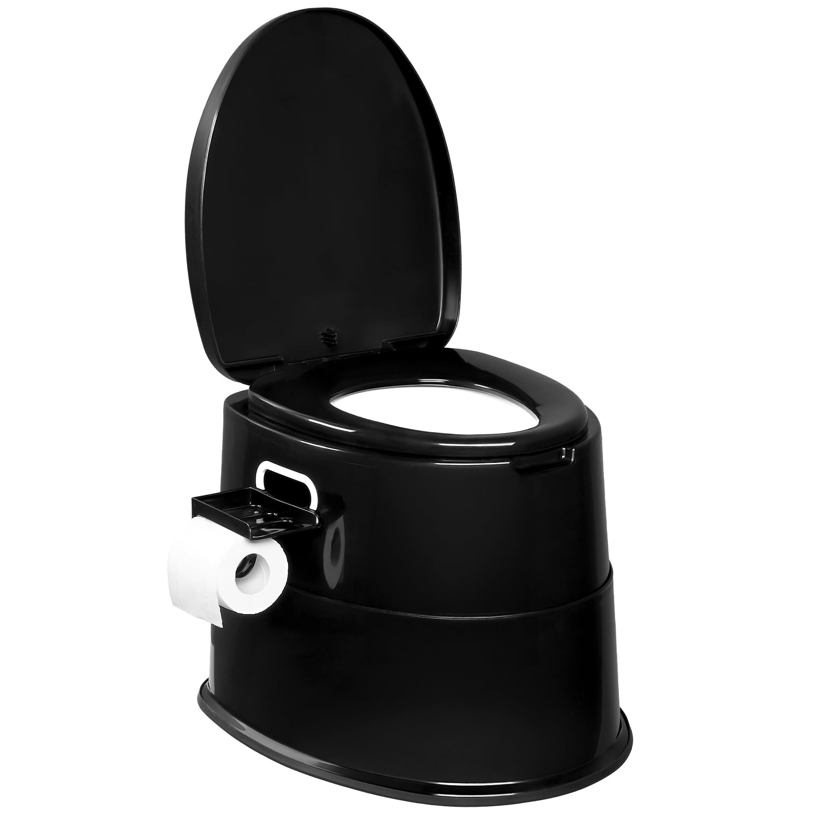 VINGLI Portable Toilet for Camping & Travel - Lightweight Compact Commode with Detachable Inner Bucket & Removable Paper Holder - Indoor Outdoor Toilet for RV, Boat, Van, Emergency, Hiking & Road Trips (Black)