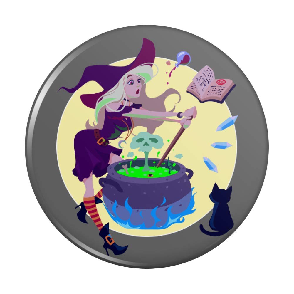 Little Witch Brewing Potions Kitchen Refrigerator Locker Button Magnet - Halloween Decor, Witchcraft Supplies & Gothic Home Accessories for Spooky Kitchen, Dorm Room or Halloween Party Decorations