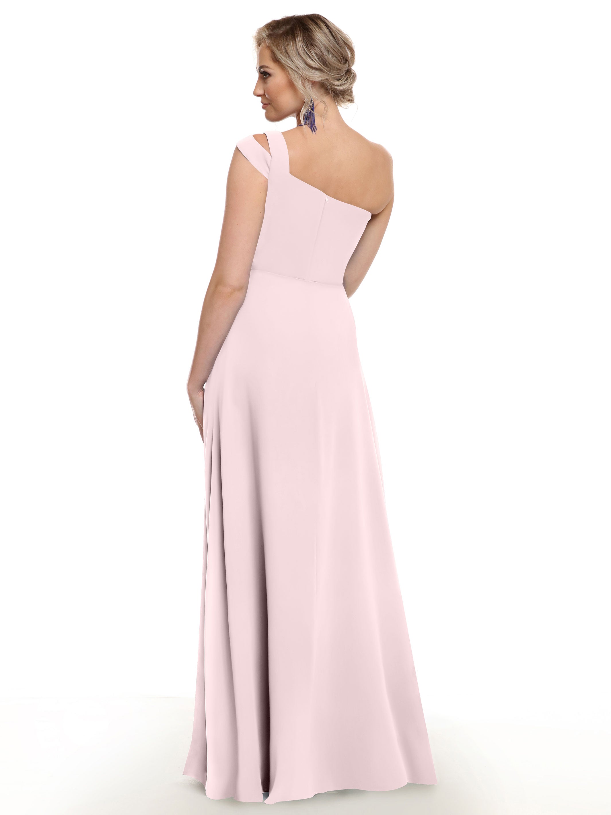 Elegant 80139 Chiffon A-Line One Shoulder Bridesmaid Dress with High Slit - Perfect for Weddings, Proms & Formal Events