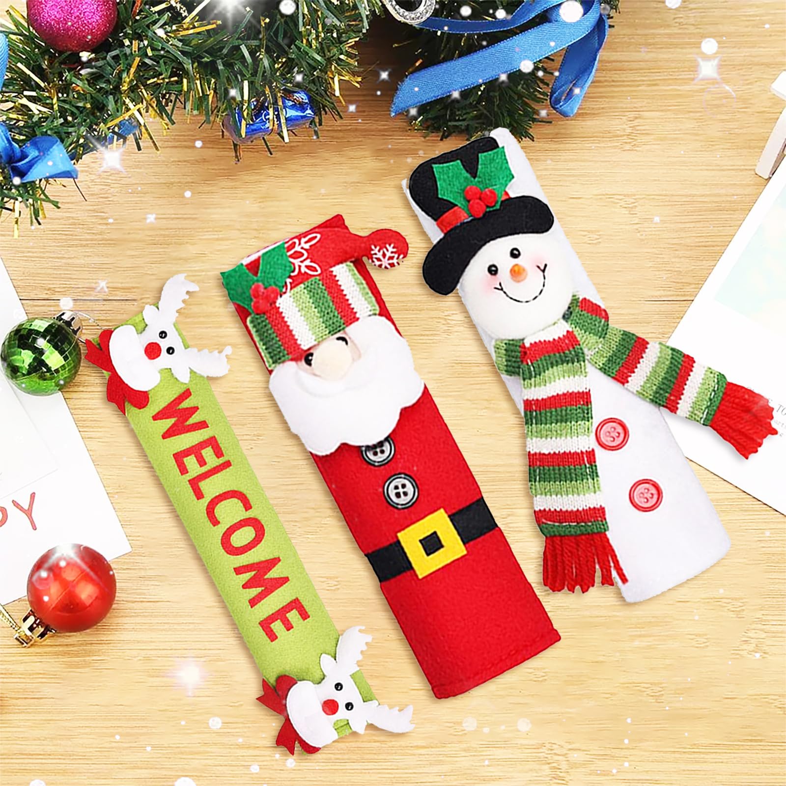 3-Pack Snowman Christmas Refrigerator Handle Covers - Festive Kitchen Decor for Cabinets & Doors - Perfect for Holiday Home & Party Decorations