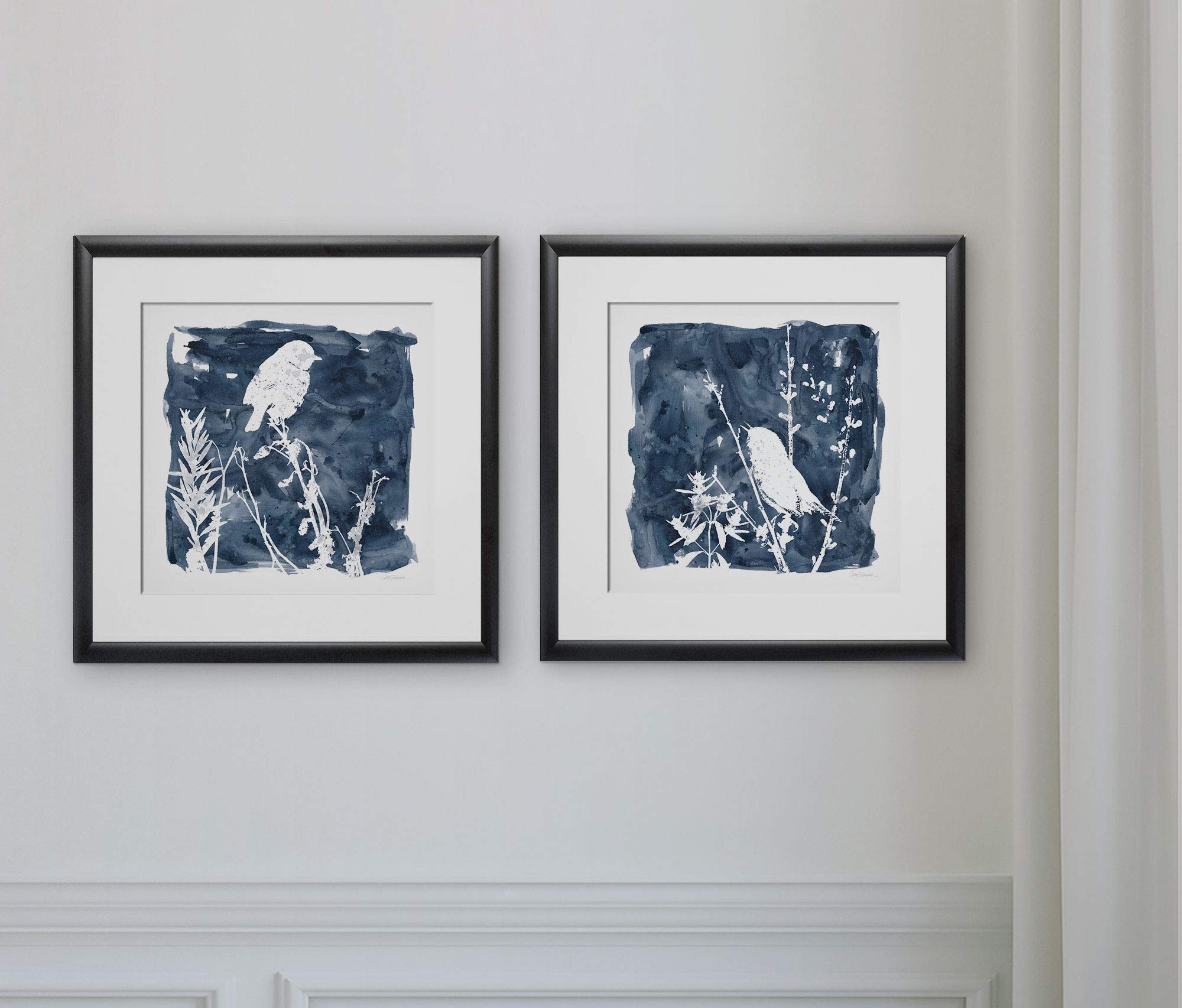 Wexford Home Indigo Bird 2-Piece Set - Modern Farmhouse Decor for Living Room, Bedroom & Dining Area