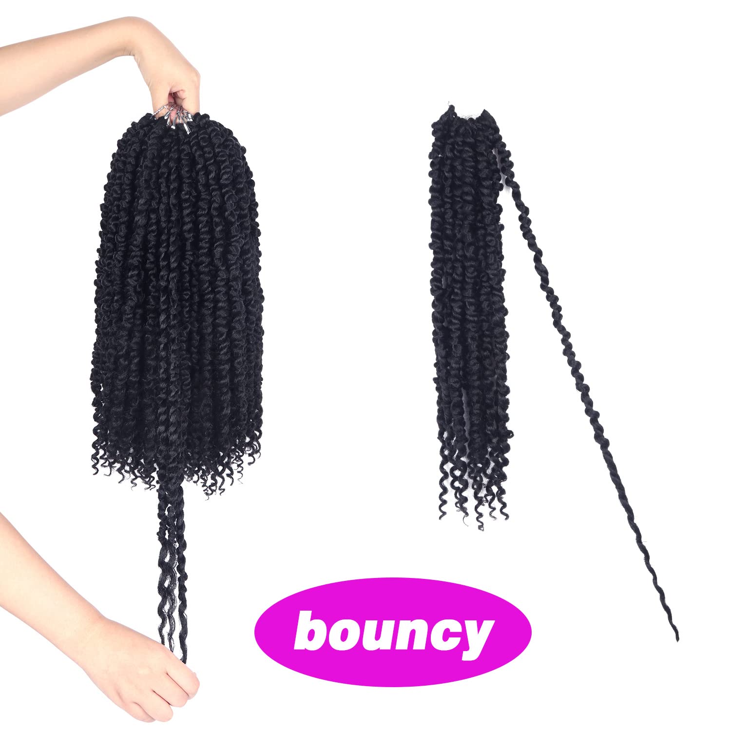 Boho Passion Twist Crochet Hair - 16 Inch Pre-Twisted Crochet Braids (8 Packs) - Soft Pre-Looped Synthetic Hair Extensions for Women, Girls & Kids - Natural Black 1B Color - Perfect for Protective Styles, Summer Looks & Everyday Wear