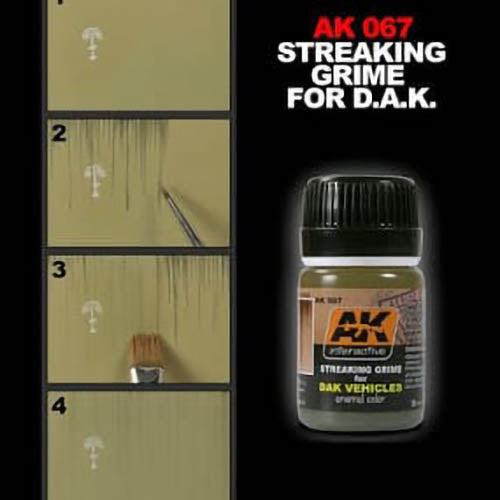 AK Interactive AK067 Weathering Streaking Grime for Afrika Korps Vehicles - 35mL Enamel Paint for Tank & Military Model Kits - Perfect for Realistic Rust & Dirt Effects on Scale Models