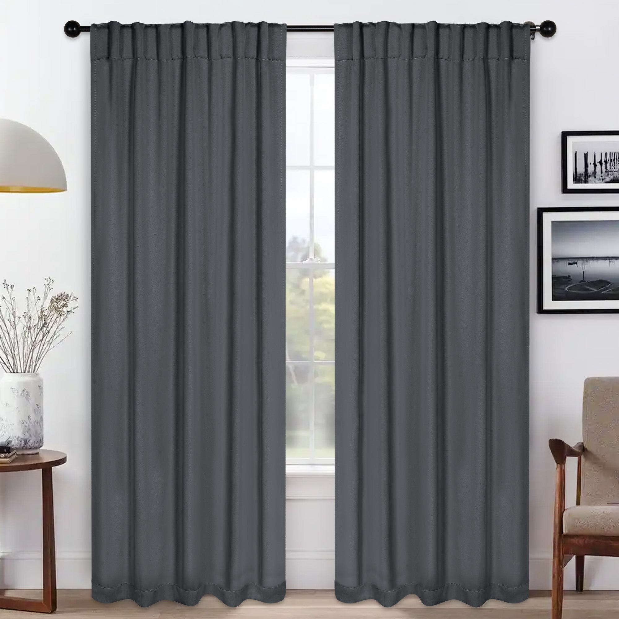 Premium Blackout Curtains for Bedroom - Solid Room Darkening Window Drapes with Back Tabs (Set of 2 Panels) - Perfect for Home Theater, Nursery & Light Sleepers