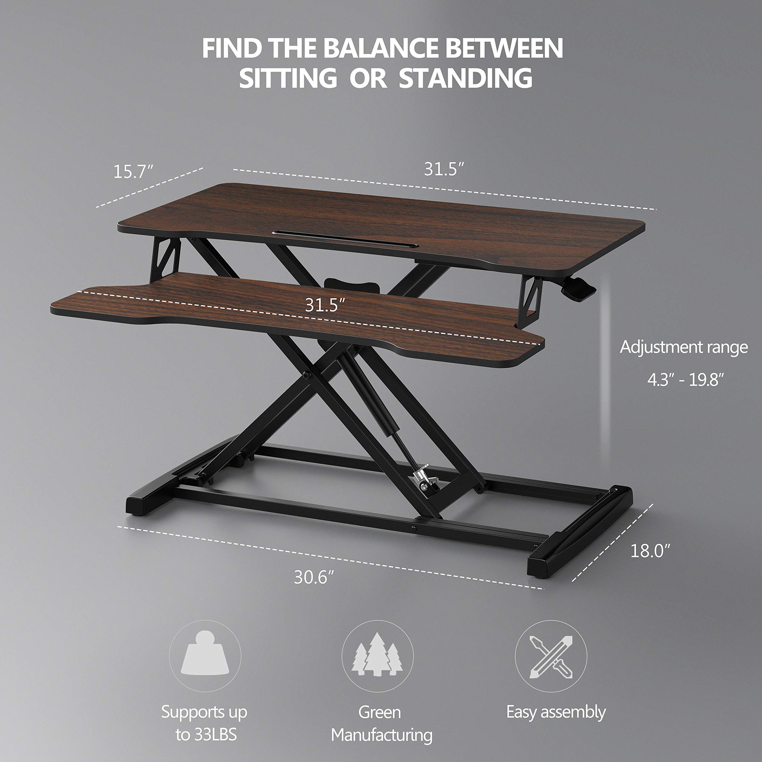 FITUEYES Height Adjustable Standing Desk 32