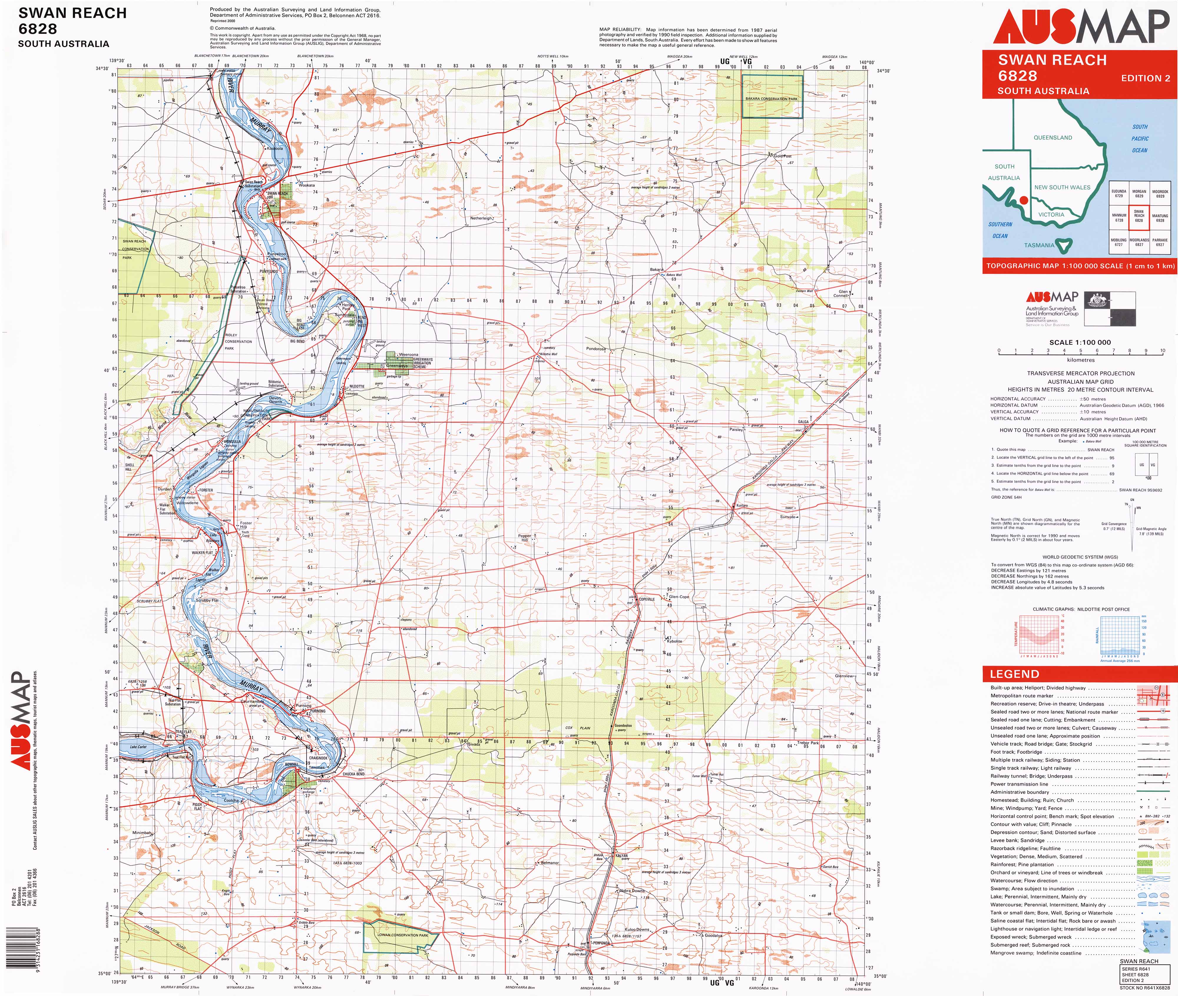 1:100k Topographic Map of Swan Reach 6828 - Detailed Hiking & Outdoor Adventure Map for Camping, Backpacking, and Exploration