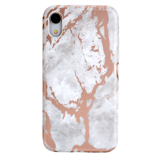 Elegant White Marble Rose Gold iPhone Case - Premium Protective Cover for iPhone 13/14/15 Pro Max - Perfect for Everyday Use, Travel & Special Occasions
