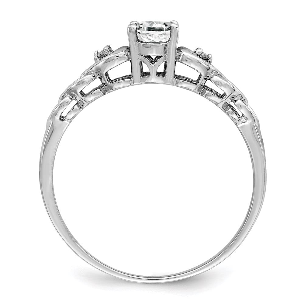 925 Sterling Silver White Topaz & Diamond Solitaire Ring for Women - Size 6 | Elegant Promise, Engagement & Wedding Band | Perfect Gift for Anniversary, Valentine's Day & Special Occasions