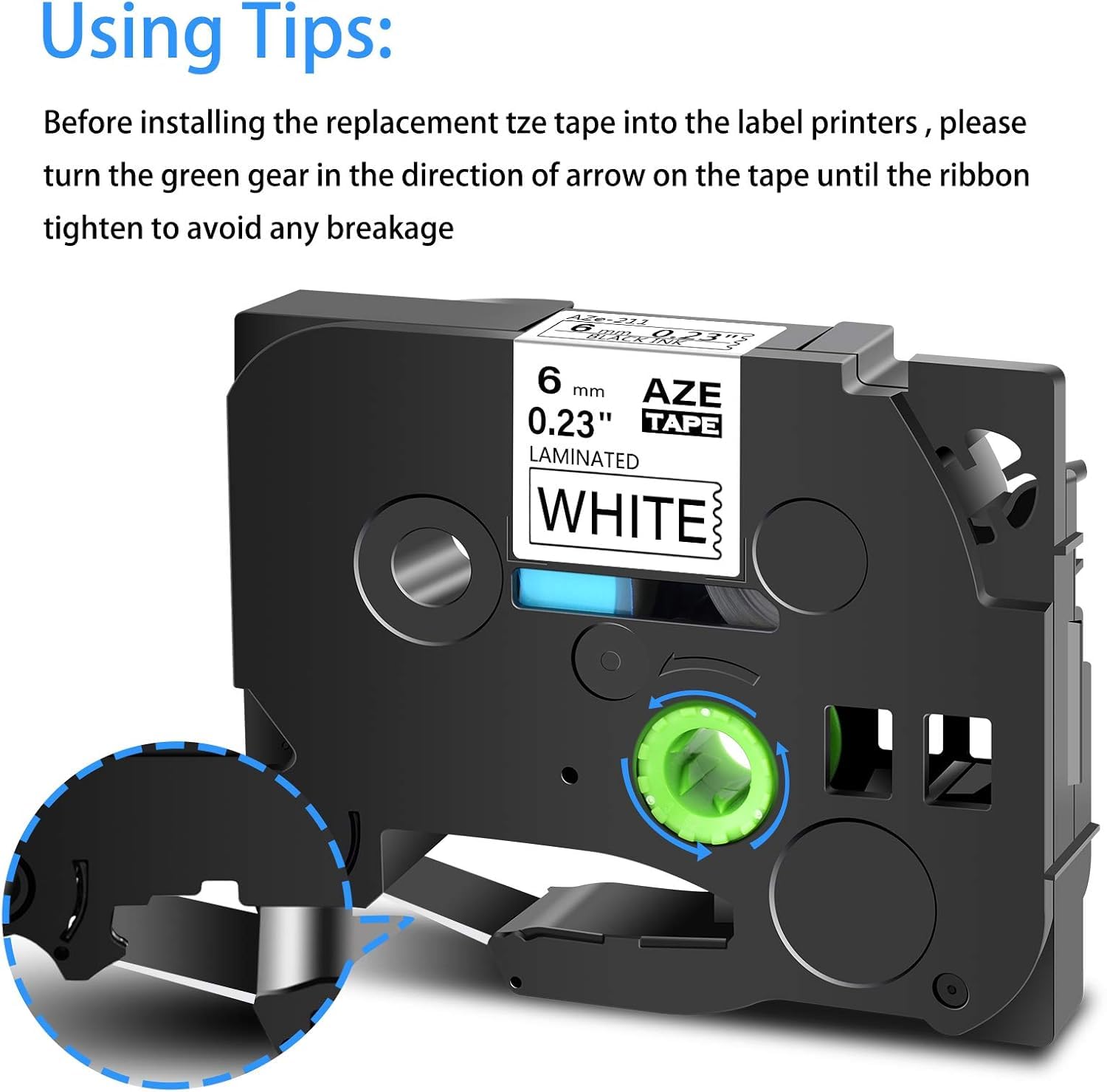 50 Pack Black on White 6mm TZe-211/TZ-211 Label Tape - Compatible with Brother P-Touch PT-D200, PT-D210, PT-D400, PT-D450, PT-D600, PT-H100, PT-1230PC Label Makers - Perfect for Office Organization, Shipping Labels & Home Storage