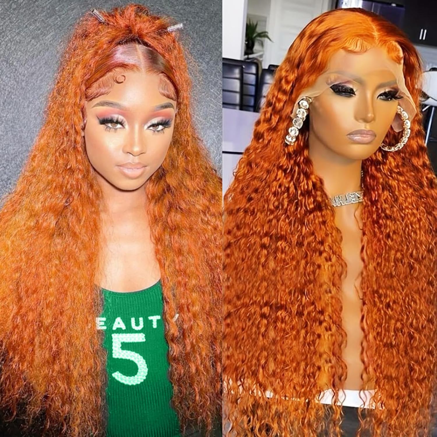 30 Inch Ginger Lace Front Wigs Human Hair 13x6 Deep Wave - Orange Ginger HD Lace Wig with Pre-Plucked Hairline 350% Density for Women | Perfect for Cosplay, Halloween, Daily Wear & Special Occasions
