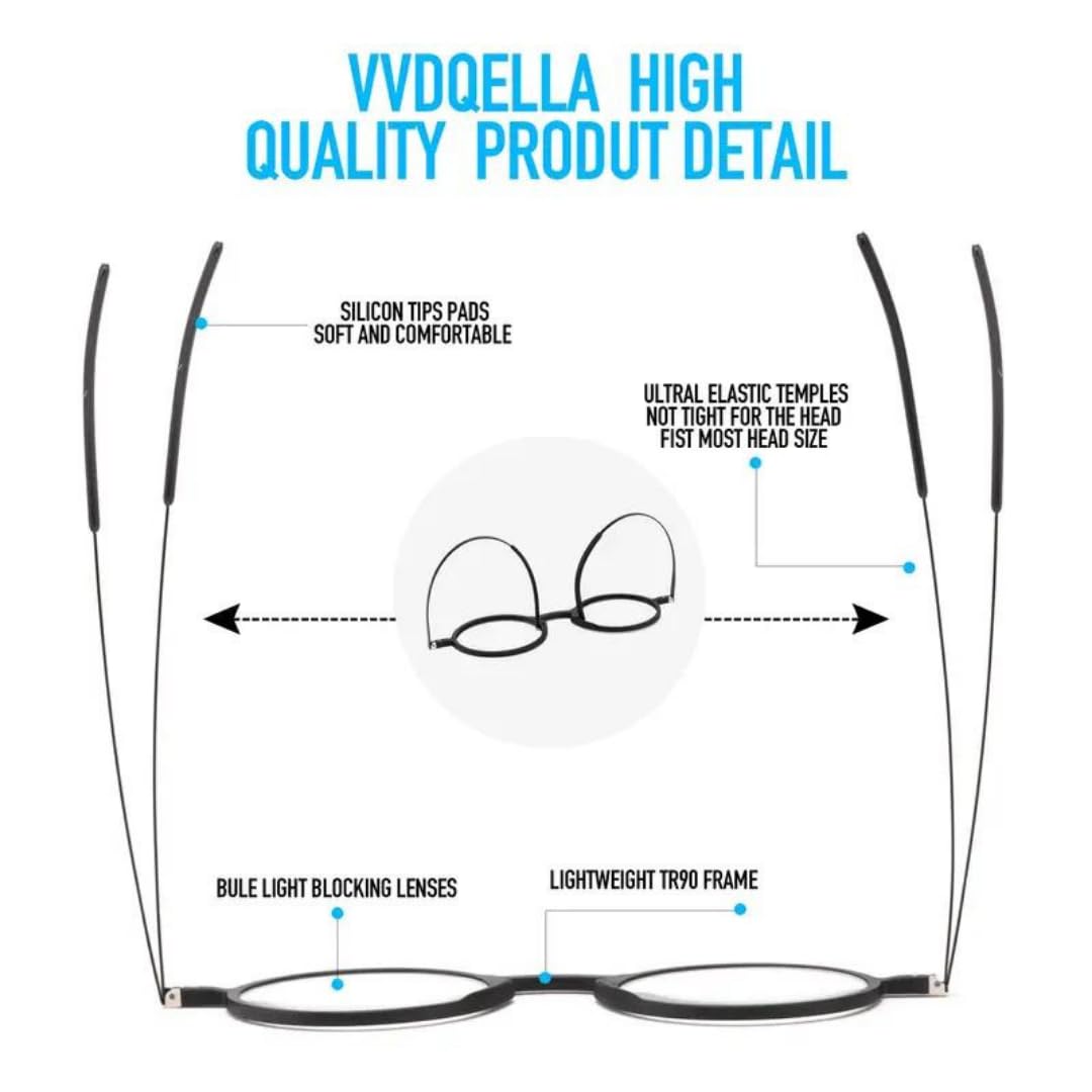 Blue Light Blocking Reading Glasses - Slim Round Frame for Men & Women - Anti-Eye Strain Computer Glasses for Office, Gaming & Digital Screen Use