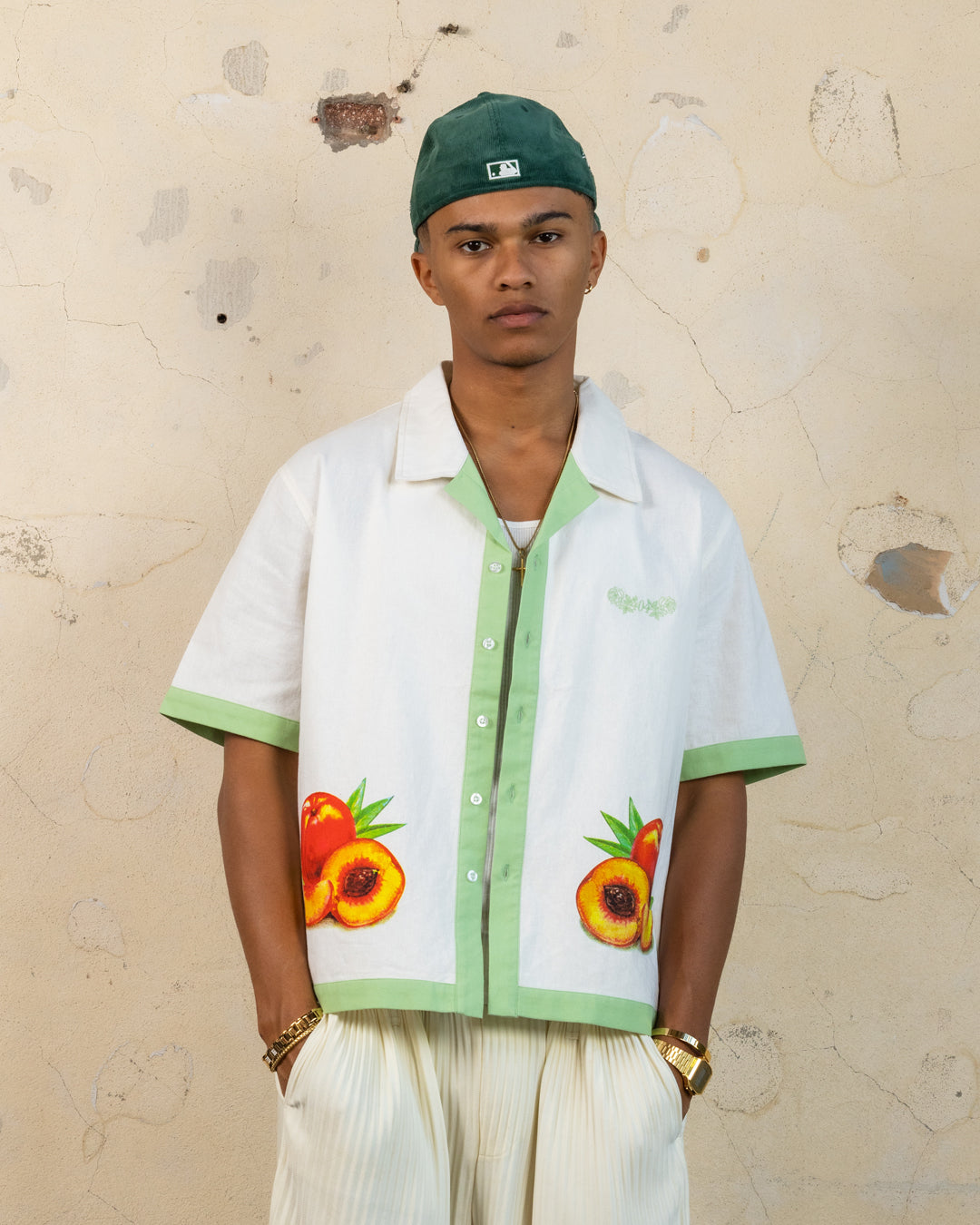 404 Southern Orchards Button Up T-Shirt for Men - Casual Short Sleeve Shirt in Ecru - Perfect for Summer Outings, Beach Vacations and Weekend Wear