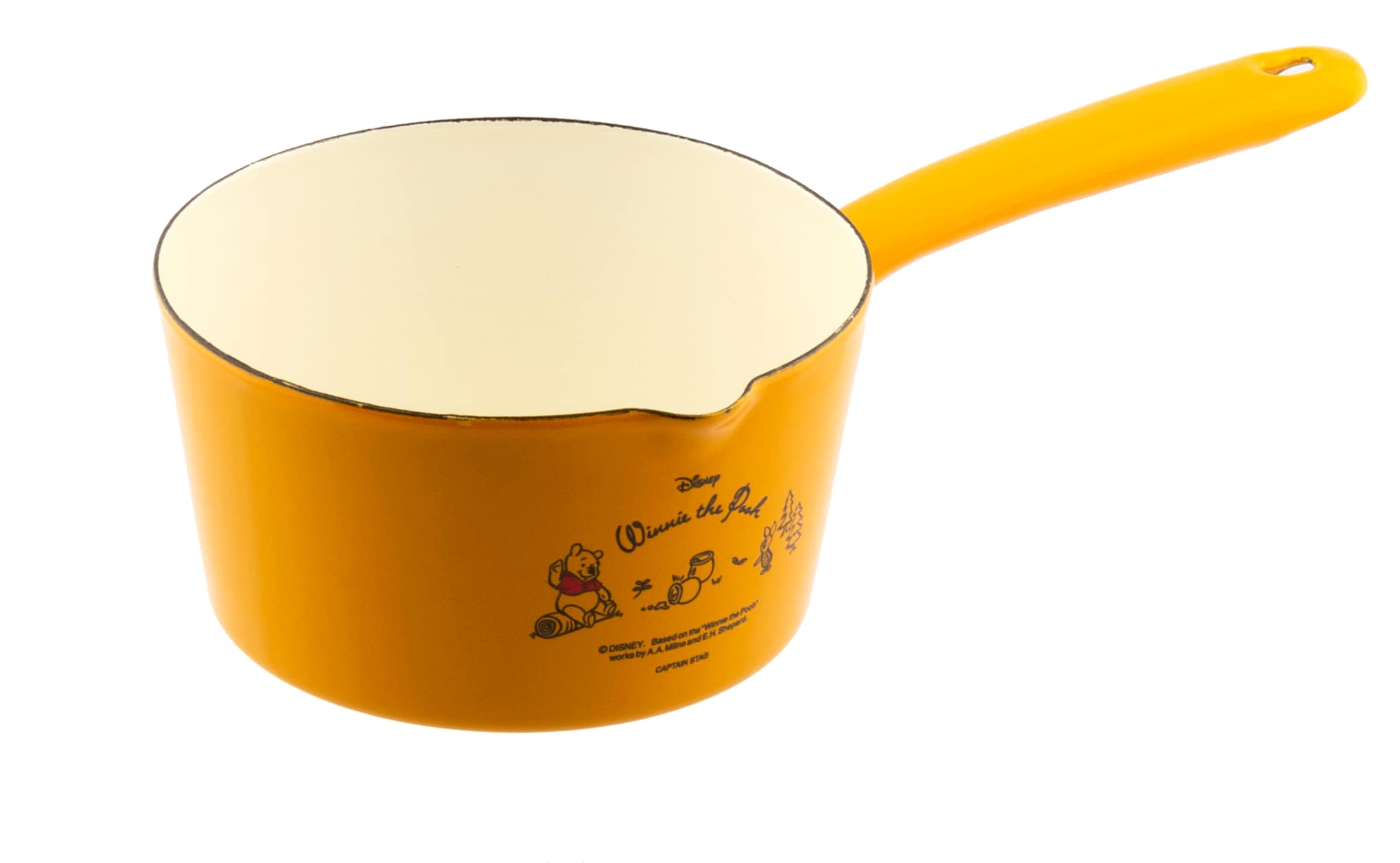 Disney Winnie the Pooh Enameled Milk Pan - 5.9 Inch (15cm) Non-Stick Small Saucepan for Gas Stoves | Perfect for Heating Milk, Making Hot Chocolate & Baby Formula