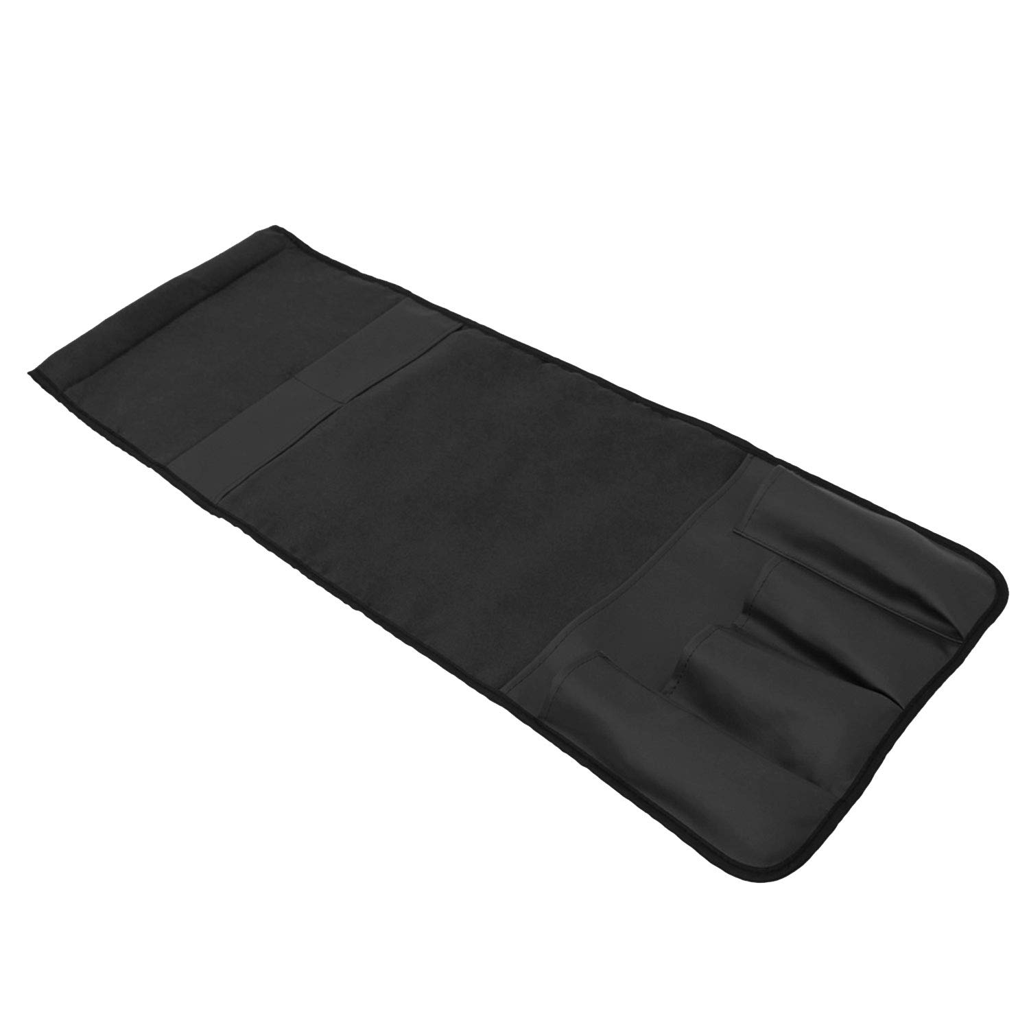 Anti-Slip PU Leather Sofa Armrest Organizer - Phone, Tablet, Remote & Snack Holder for Couch, Recliner & Chair - Space Saving Storage for Books & Magazines (Black) | Perfect for Living Room, Home Theater & Office