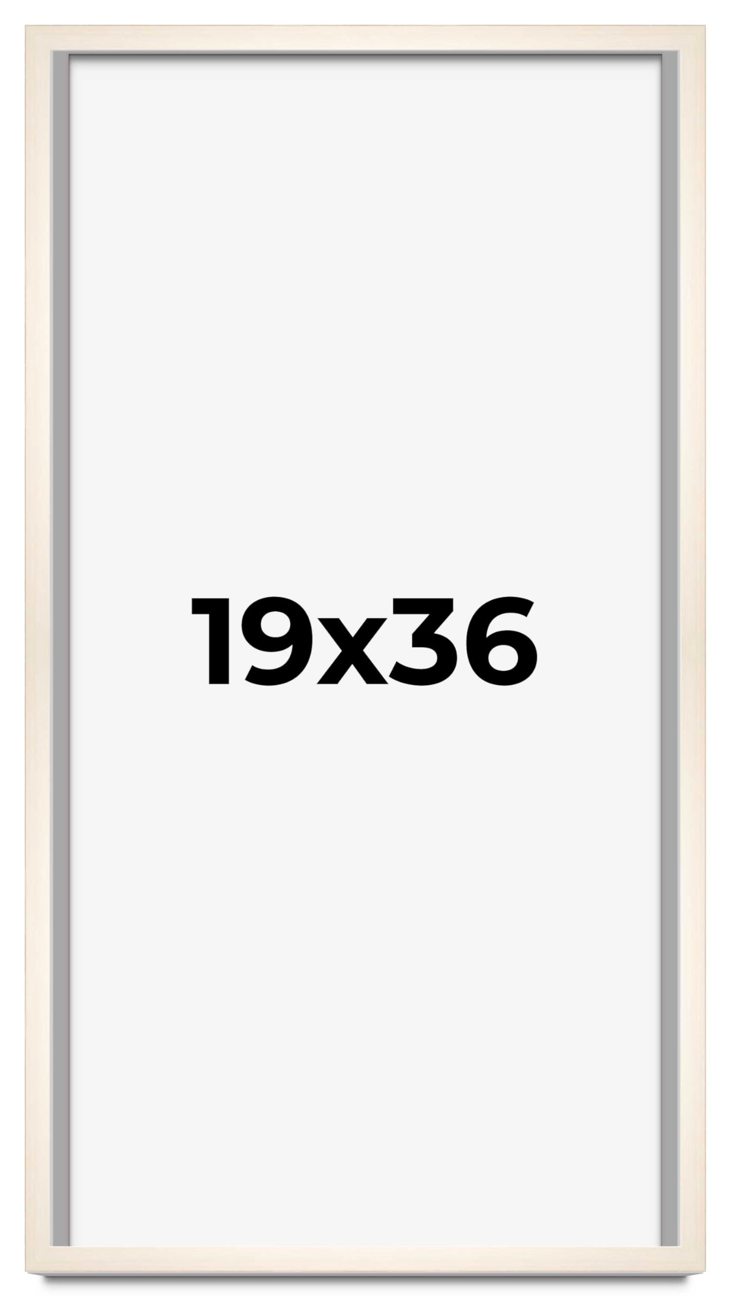 CountryArtHouse 19x36 White Washed Solid Wood Picture Frame - 0.8125 Inch Moulding Width with UV Acrylic Plexiglass, Acid-Free Foam Backing & Hanging Hardware - Perfect for Wall Art, Family Photos & Home Decor