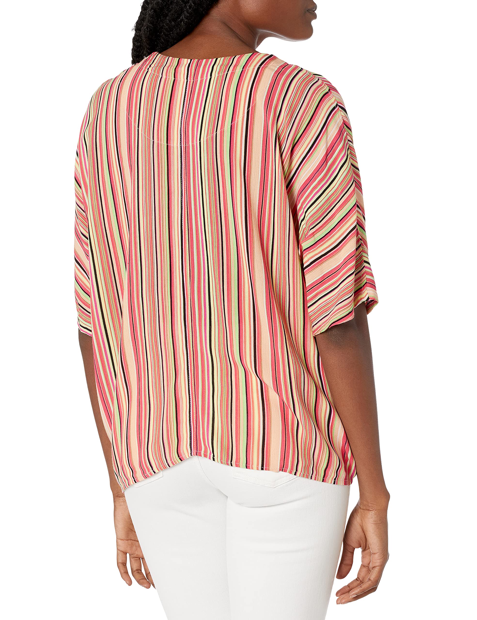 Seven7 Women's Short Sleeve Button Down Tie Front Blouse - Casual Office Wear & Summer Outfits
