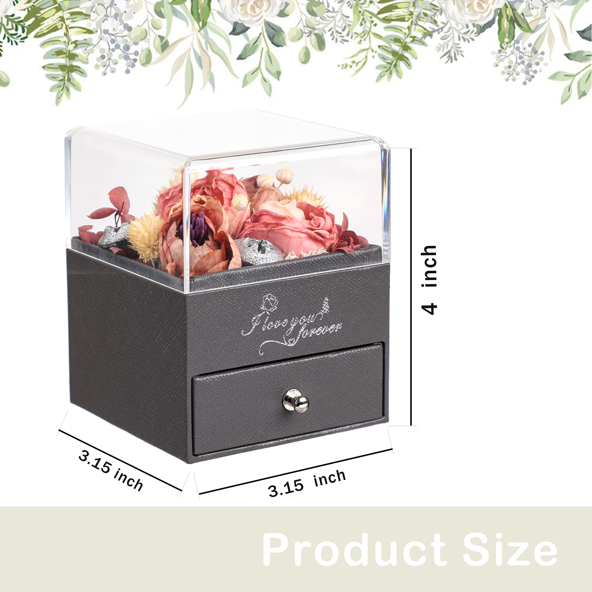 Elegant Jewelry Simulation Flower Box Gift for Women, Mom, Wife, Girlfriend - Perfect for Mother's Day, Valentine's Day, Anniversary, Birthday - Dark Rose Red for Romantic Occasions and Special Celebrations