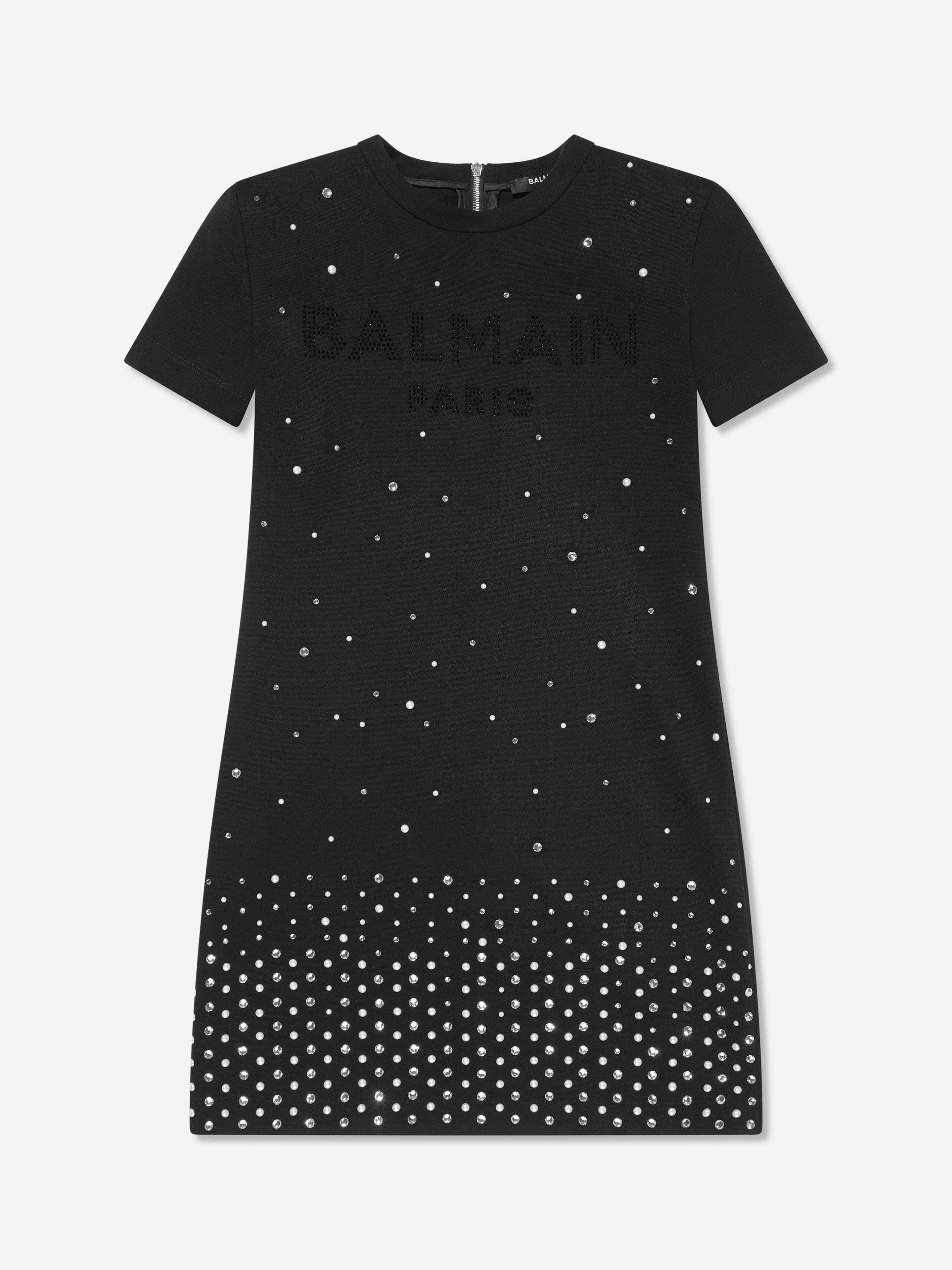 Balmain Girls Diamante Milano Black Dress – Elegant Party & Formal Wear for Special Occasions