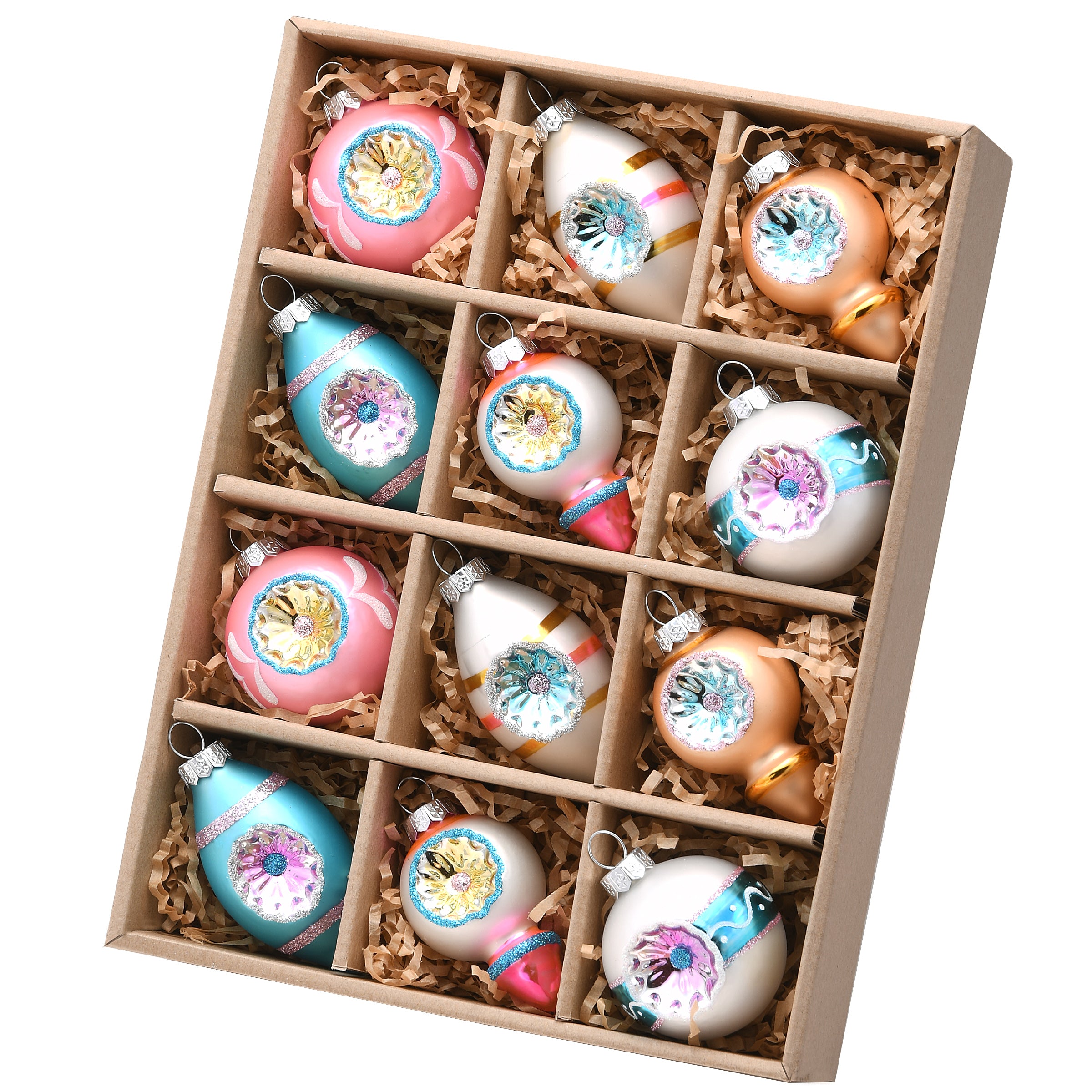 12-Piece Mini Christmas Tree Ornaments Set - Holiday Decor for Xmas Tree, Home, Office & Party Decoration