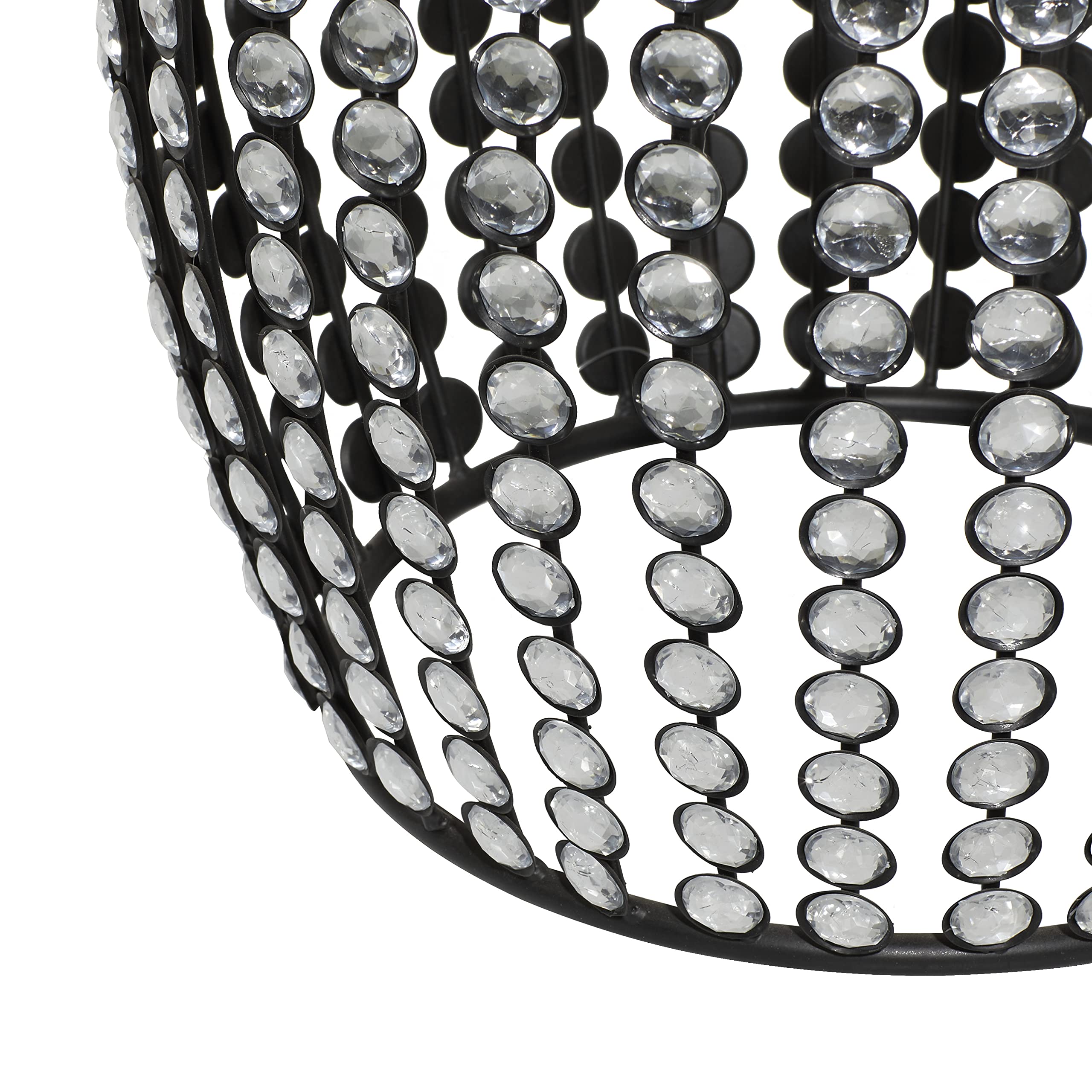 Deco 79 Modern Black Metal Side Table with Crystal Accents - 16