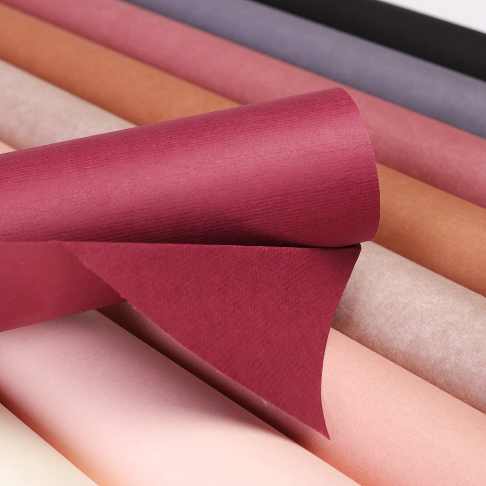 Premium Korean Solid Color Kraft Paper Roll - Eco-Friendly Flower & Gift Wrapping Paper for Bouquets, Crafts, and DIY Projects - Vibrant Red
