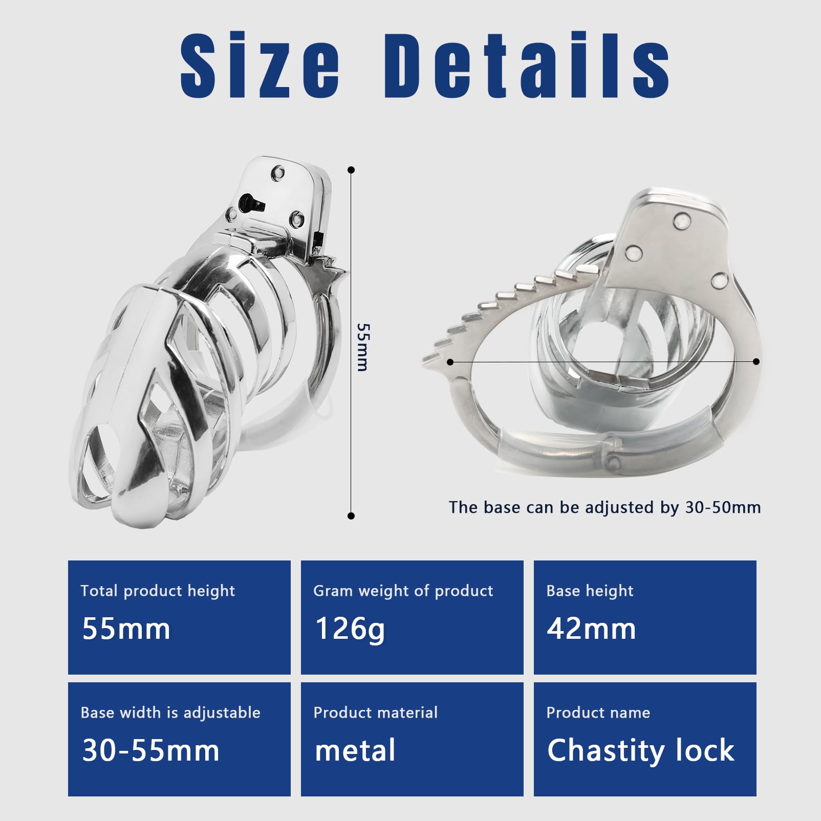 Adjustable Metal Chastity Cage for Men - Breathable Lockable Penis Cage Bondage SM Sissy Sex Toy - Perfect for BDSM, Role Play & Couples Play