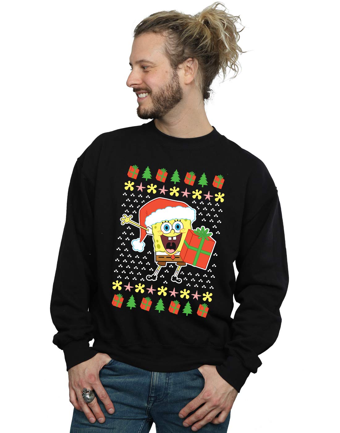 SpongeBob SquarePants Ugly Christmas Sweater for Men | Funny Cartoon Holiday Pullover | Perfect for Xmas Parties & Gift Exchanges