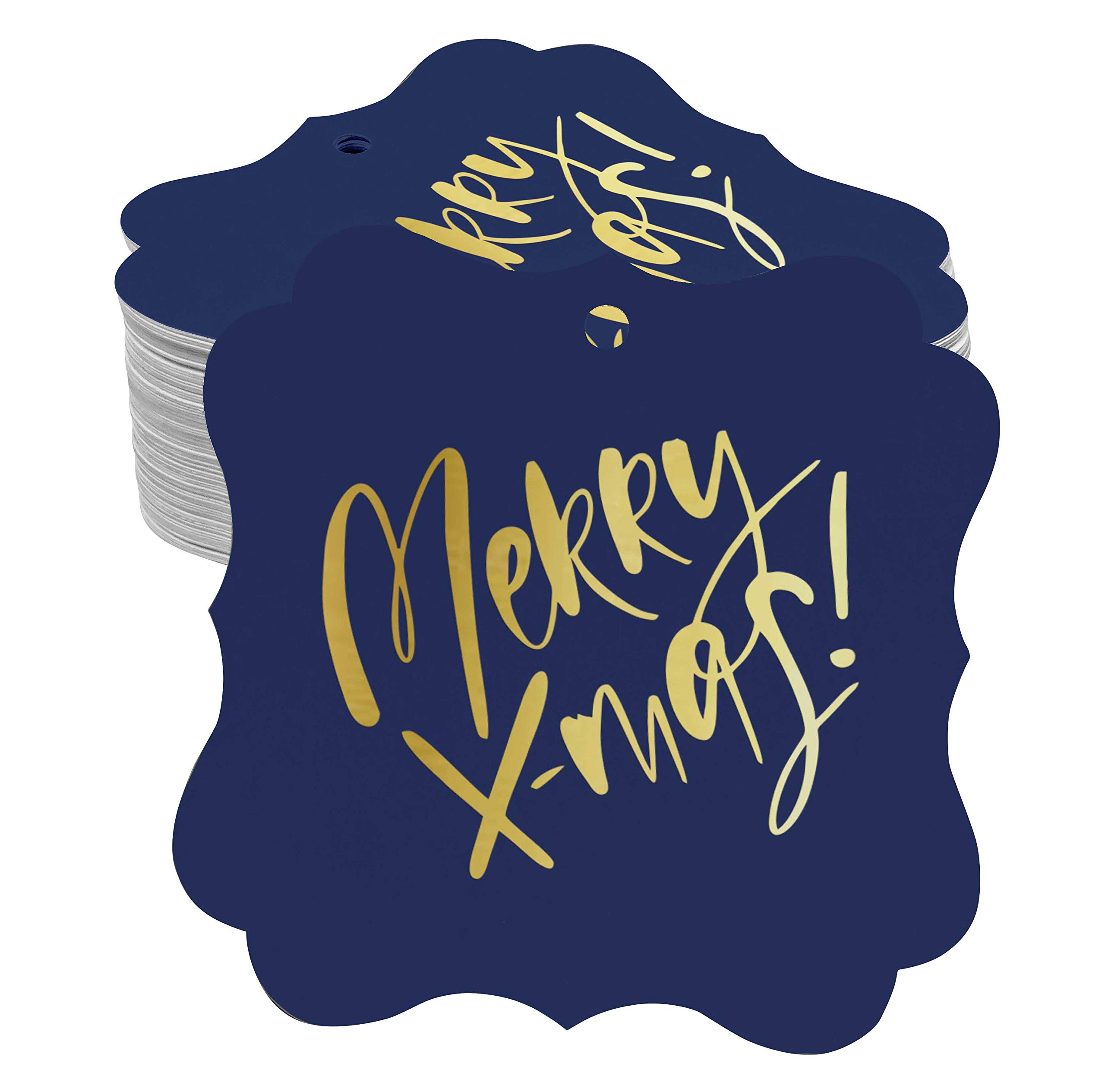 Premium Real Gold Foil Bracket-Shaped Christmas Gift Tags - 100-Pack for Holiday Presents, Party Favors & Festive Decorations | Perfect for Xmas Wrapping, Tree Ornaments & Gift Packaging