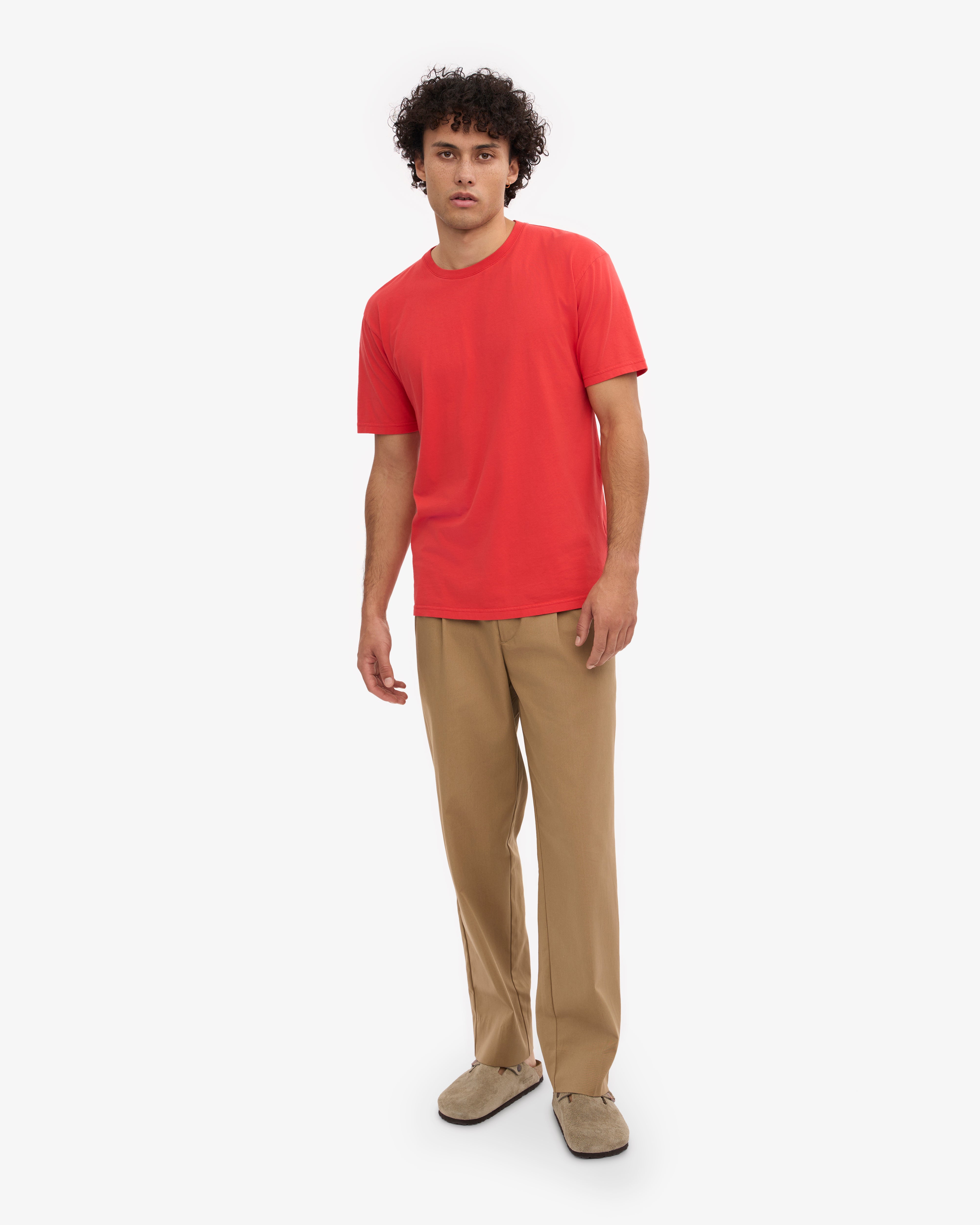 Classic Organic Cotton T-Shirt for Men & Women - Soft Red Tangerine Color - Eco-Friendly Casual Wear for Everyday Outfits & Summer Fashion