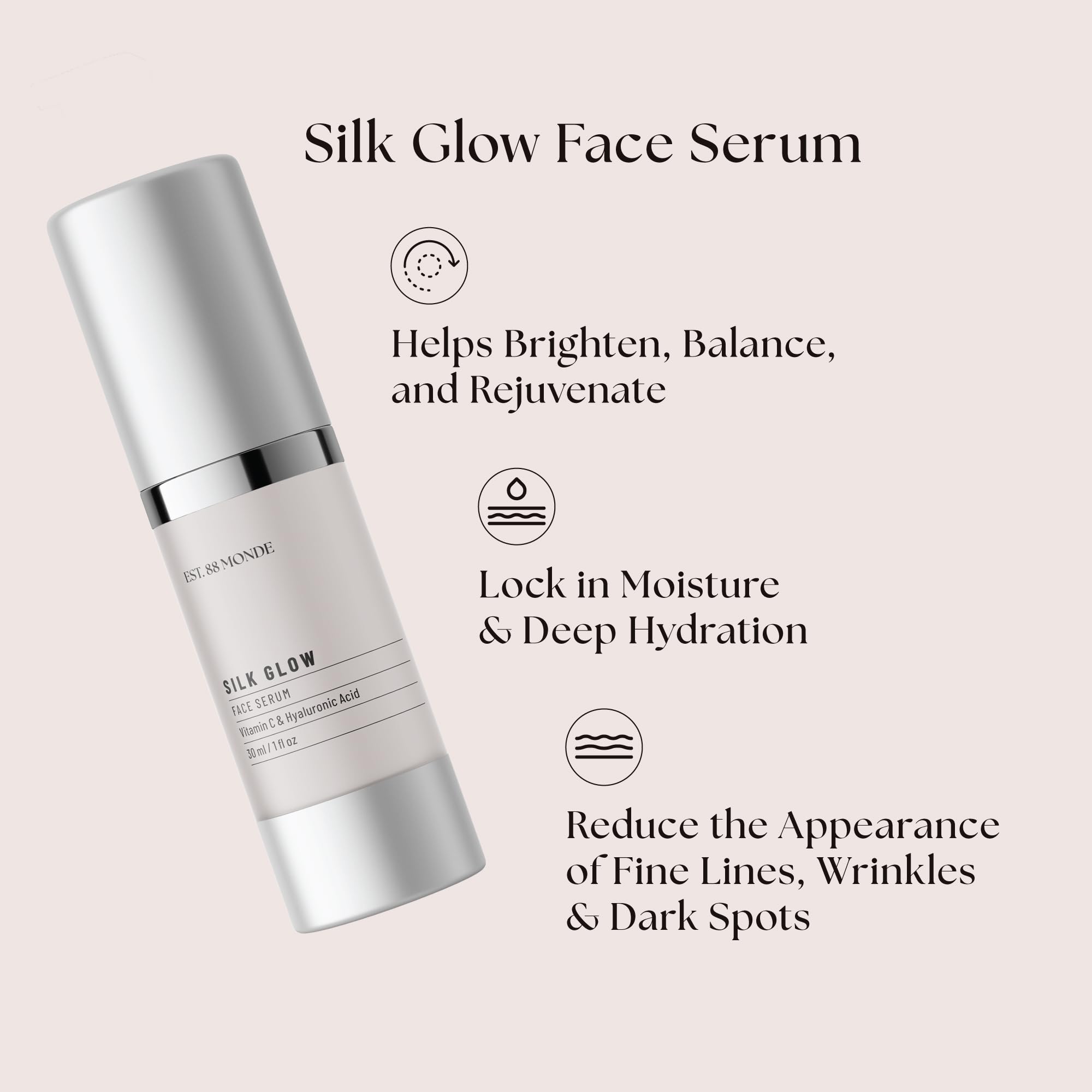 EST. 88 Monde Silk Renew Face Moisturizer 1.7 Fl. Oz, Silk Glow Face Serum 1.7 Fl. Oz & Silk Aura Eye Serum 0.5 Fl. Oz Skincare Bundle - Hydrating Anti-Aging Trio with Argan Oil, Hyaluronic Acid & Vegan Retinol for Dry, Sensitive & Mature Skin - Day & Night Routine Essentials