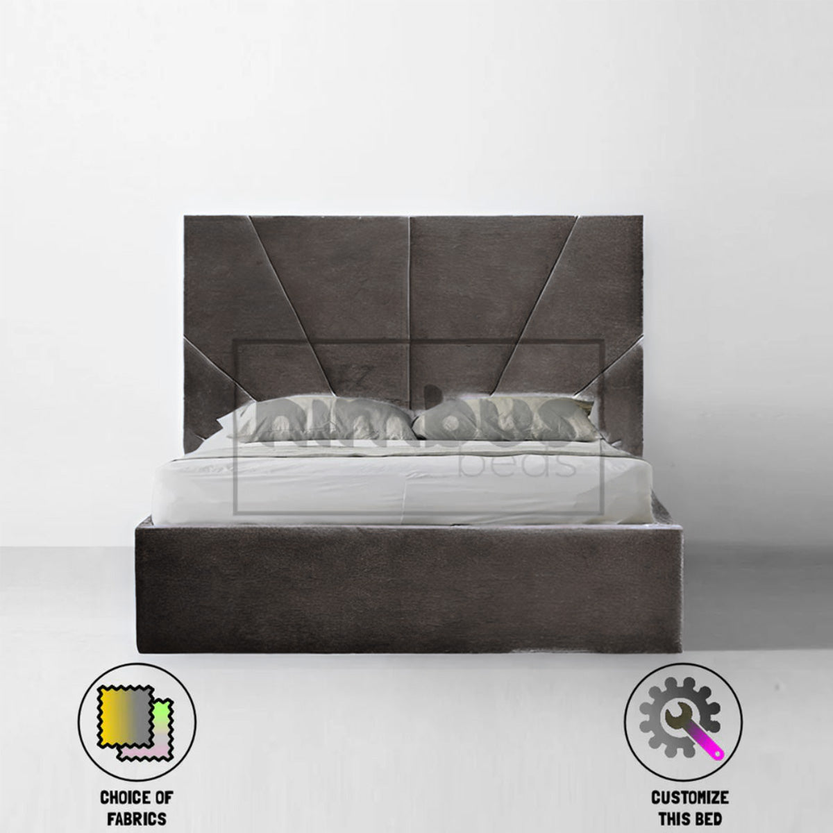 Modern Sunset Bed Frame - Queen Size Wooden Platform Bed with Headboard & Storage - Perfect for Bedroom, Guest Room & Small Spaces