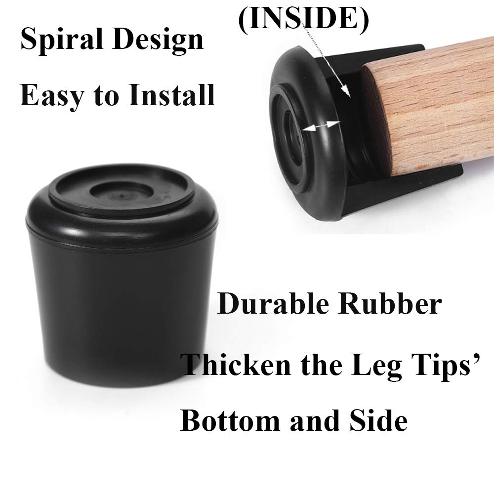 Non-Slip Rubber Chair Leg Tips Caps 1-1/8