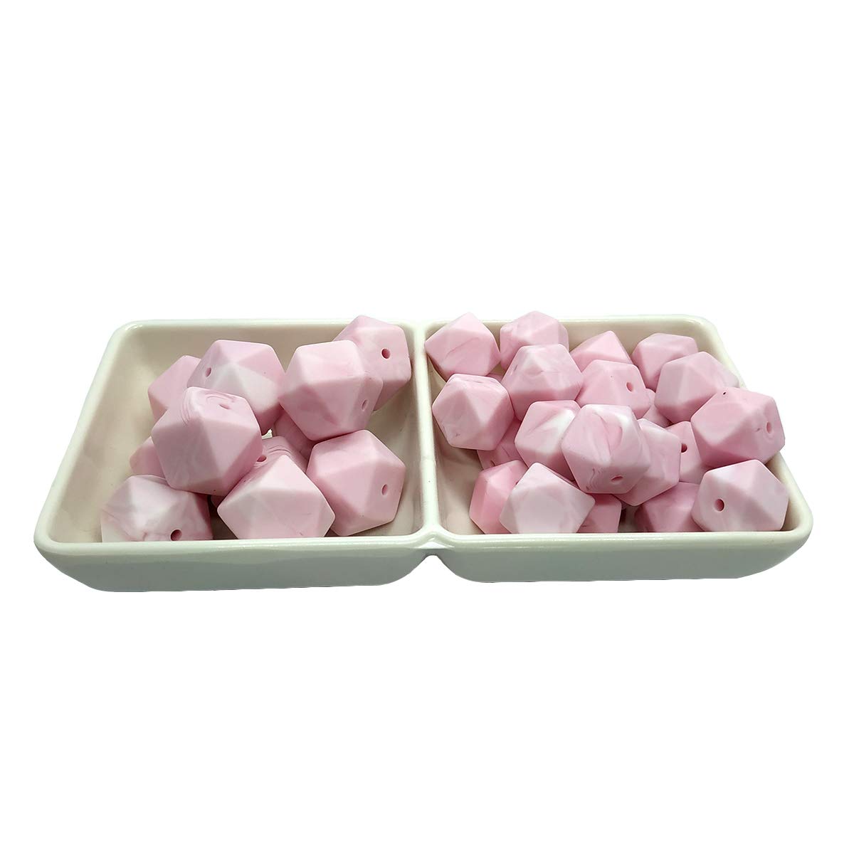 14mm Hexagonal Silicone Beads - 50pcs for DIY Jewelry & Keychains