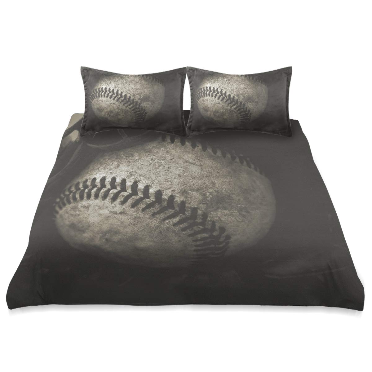 Black and White Baseball Comforter Set - Queen Size 90x90 Inch All Season Soft & Comfortable Bedding - Perfect for Sports Fans, Dorm Rooms & Cozy Home Decor