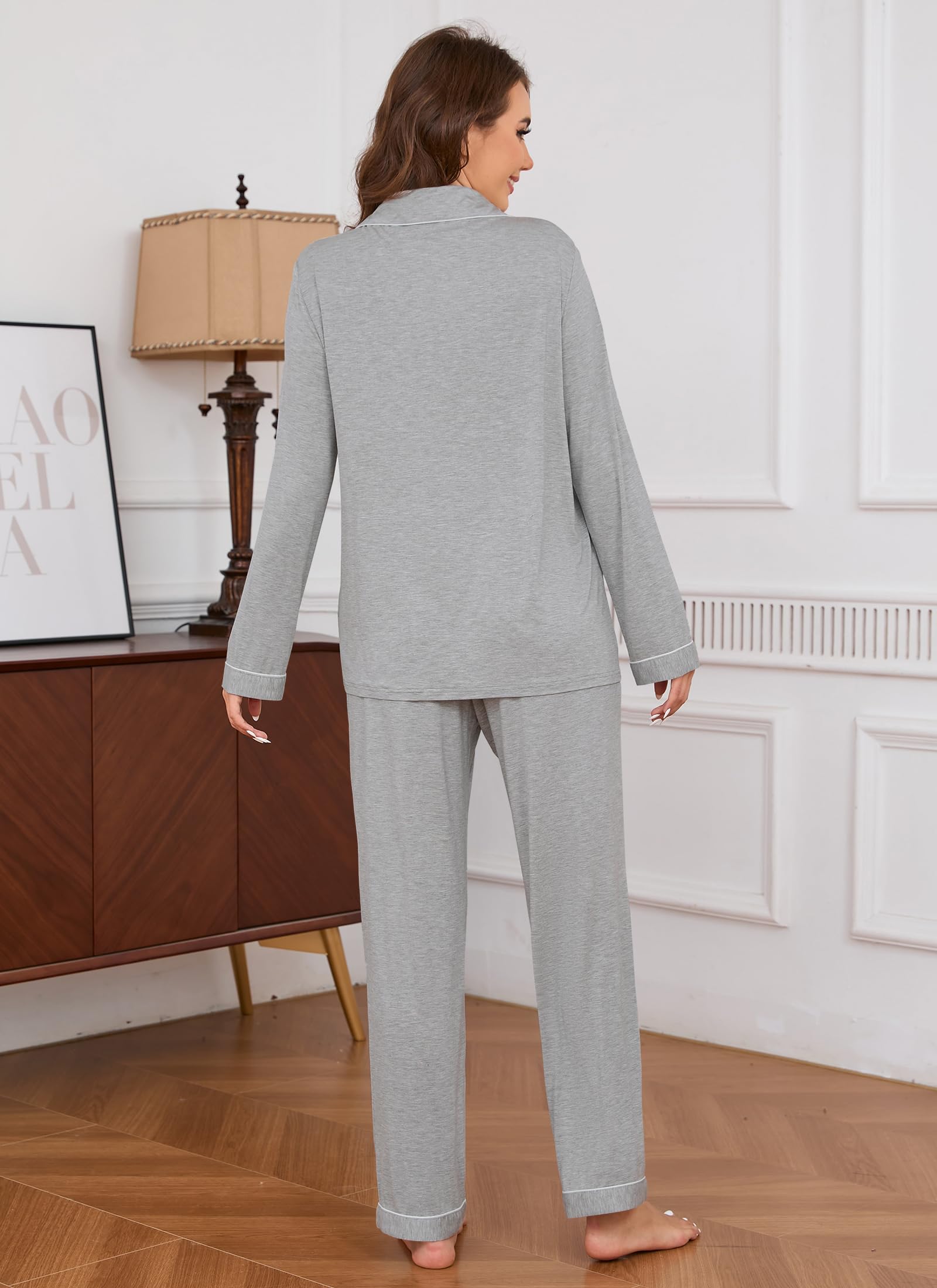 Women's Soft Long Sleeve Pajama Set - Button Down Sleep Shirt & Lounge Pants for Cozy Nights, Winter Sleepwear, Home Relaxation & Gift Giving