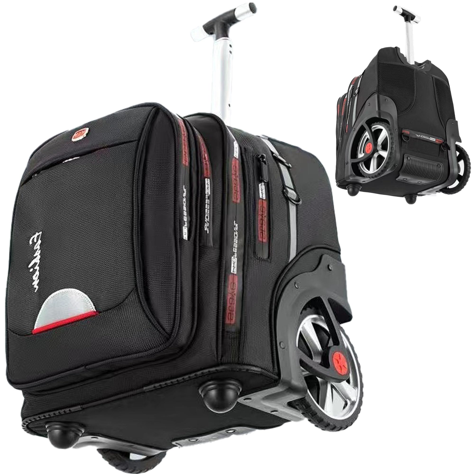 22 Inch Rolling Backpack with Wheels - 55L Large Capacity Waterproof Wheeled Backpack for Travel, School & Commuting - Fits 15.6 Inch Laptop - Durable Large Wheels for Smooth Mobility - Perfect for Airports, College Campuses & Business Trips