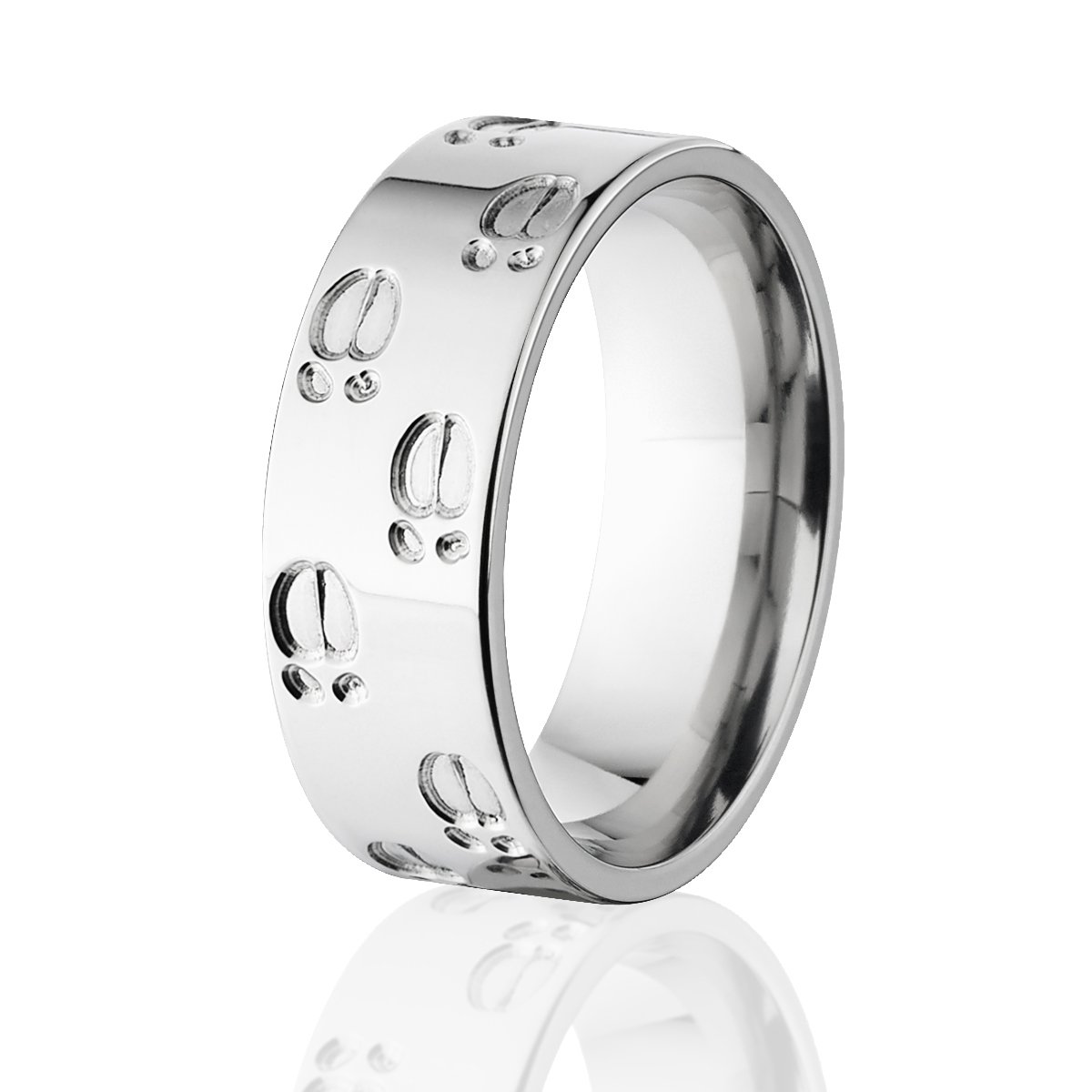 Elk Track Ring for Men - Titanium Hunting Band with Animal Track Design - USA Made Durable Wedding Ring for Outdoor Enthusiasts - Perfect for Camping, Hiking & Nature Lovers