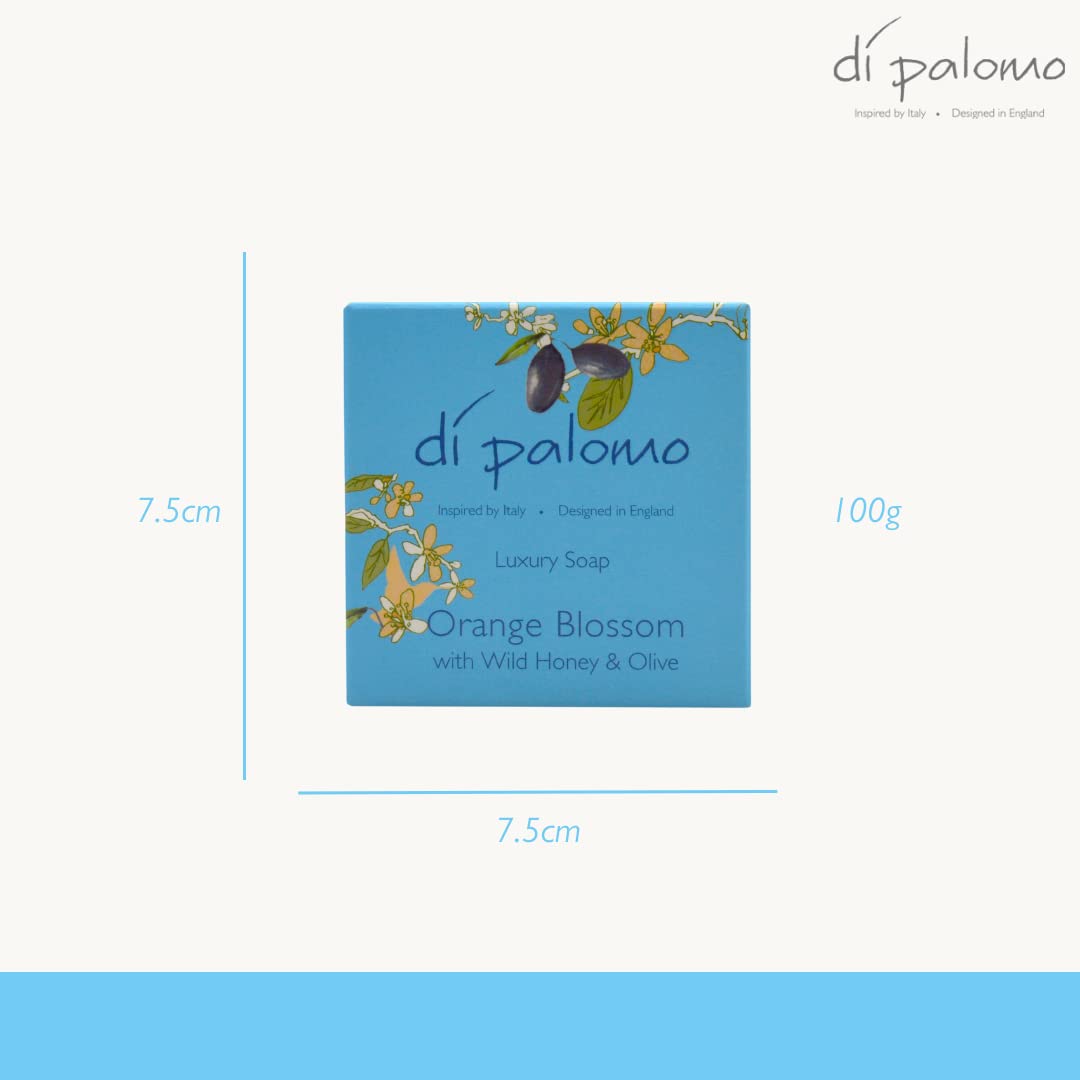 Di Palomo Orange Blossom & Honey Luxury Soap Bar - 100g Moisturizing Hand & Body Soap for Women & Men | Natural Skin Care with Italian Scent | Perfect for Bath, Shower & Gift Giving