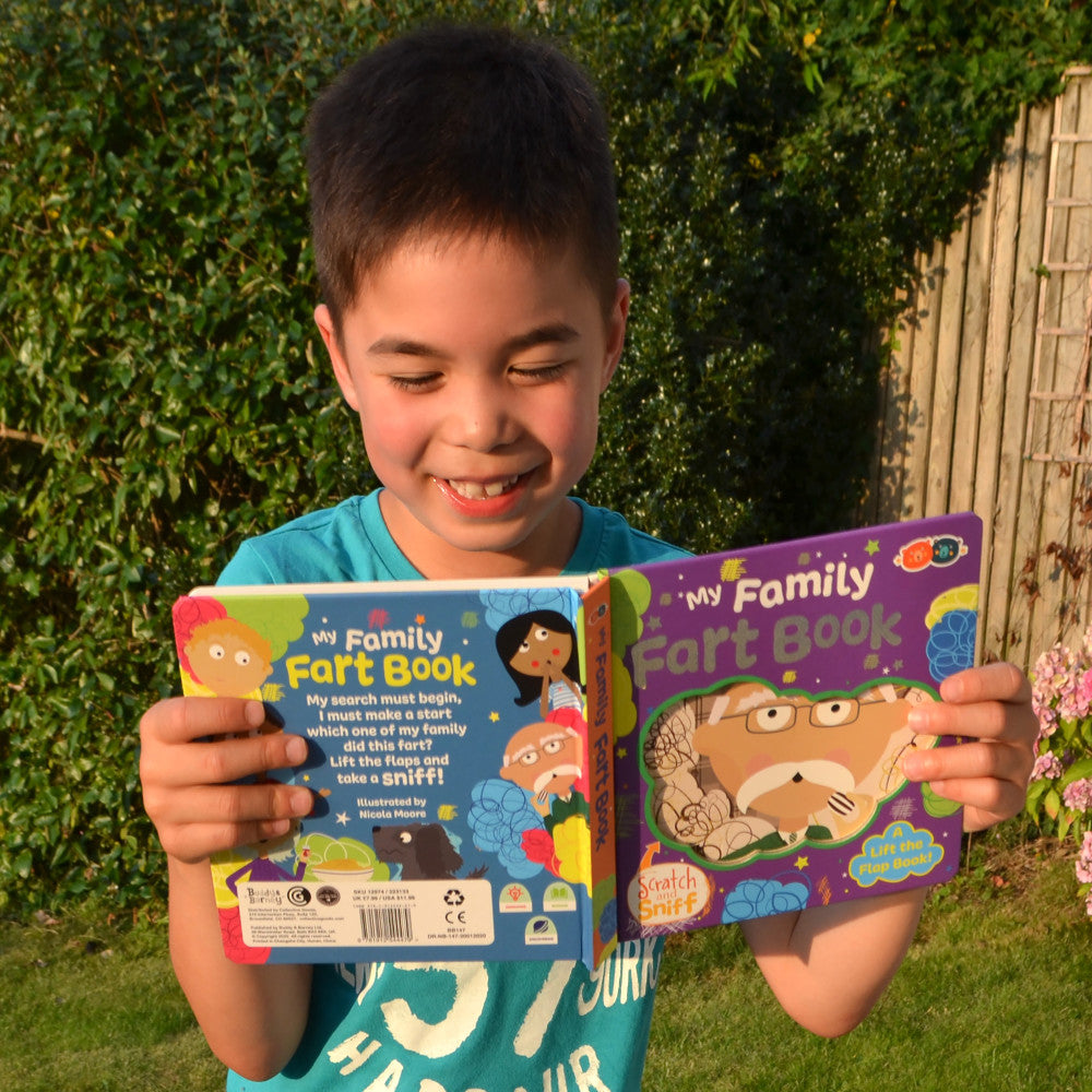 Buddy & Barney My Family Fart Scratch & Sniff Board Book - Fun Interactive Children's Storybook for Family Reading Time & Sensory Play