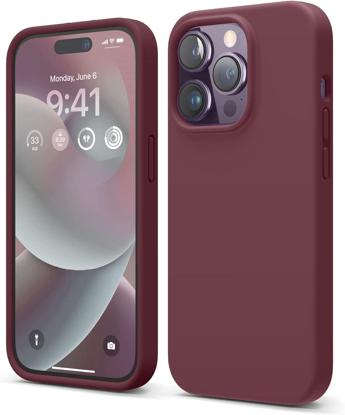 Premium Liquid Silicone Case for iPhone 14 Pro - Shockproof Full Body Protective Cover with Stone Texture | Perfect for Everyday Use, Travel & Outdoor Activities