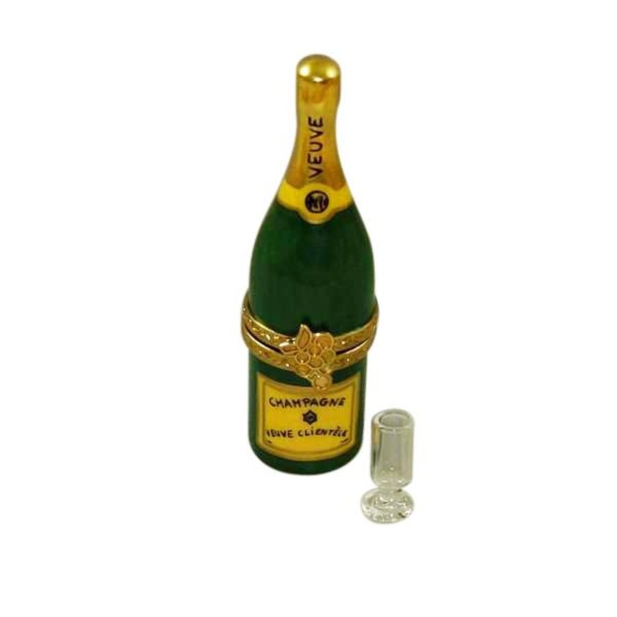 Veuve Clientele Champagne Bottle Limoges Porcelain Box - Luxury Collectible Gift for Wine Lovers, Perfect for Anniversary, Wedding & Special Occasion Gifts