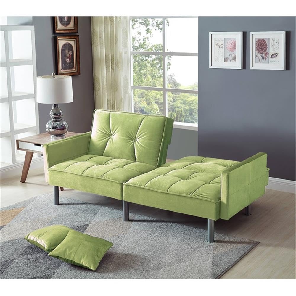 Legend Vansen Velvet Convertible Sofa Bed - Sleeper Couch with Removable Pillows for Living Room, Guest Room & Small Spaces