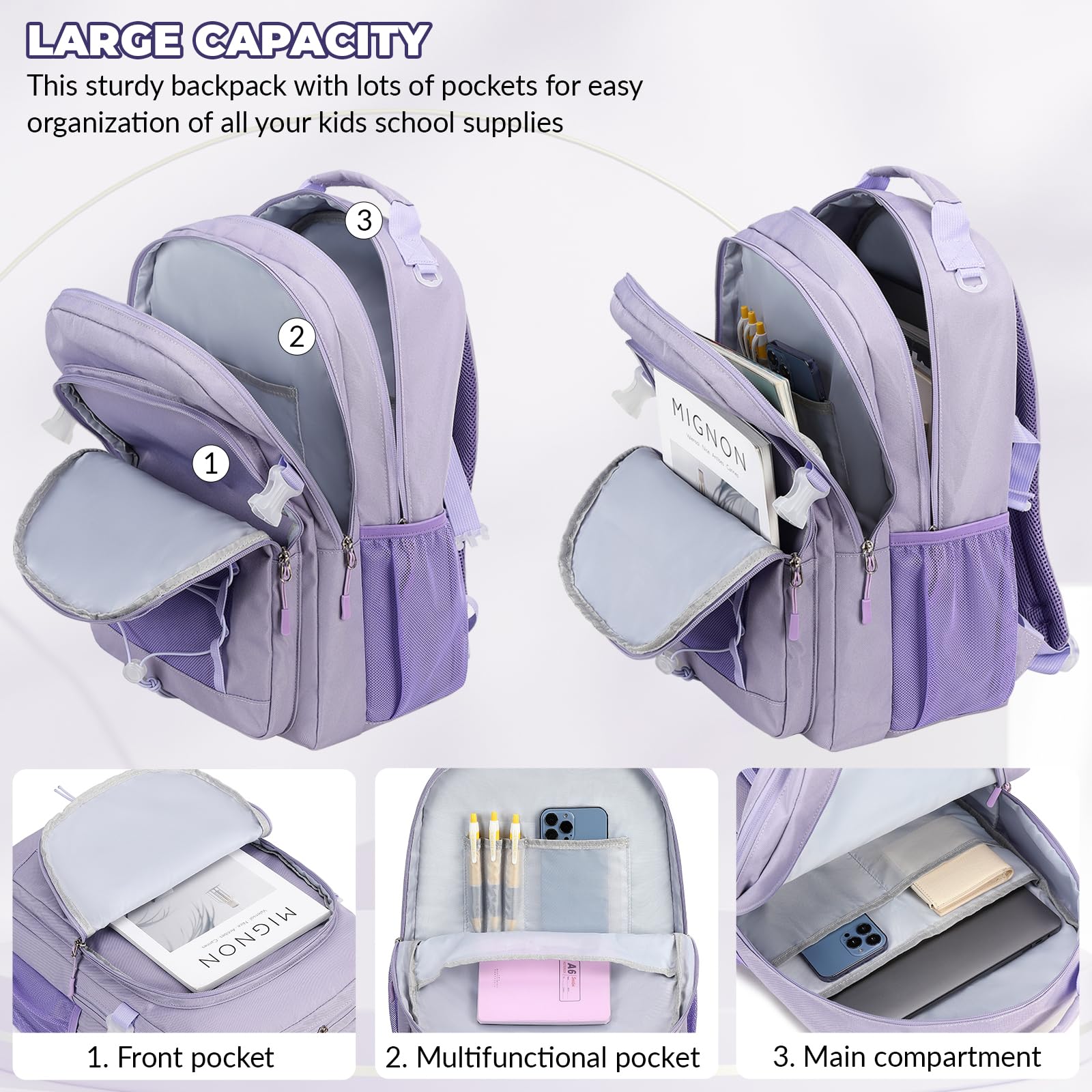 Lanola Durable Travel Backpack for Men & Women - Lightweight College Student Backpack, Middle School Bag - Gray Blue | Perfect for Commuting, Campus Life & Weekend Getaways