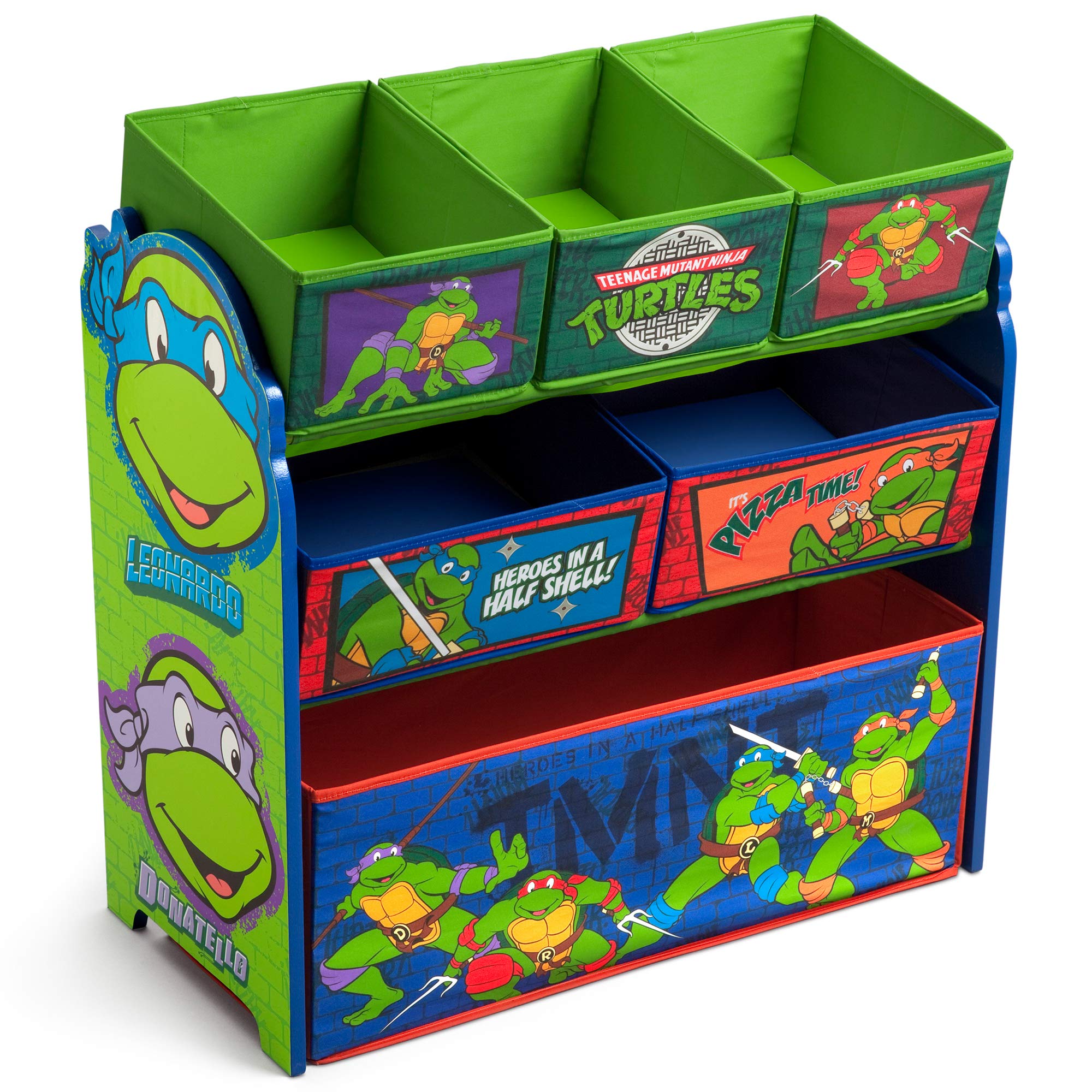 Delta Children 6-Bin Toy Storage Organizer with Ninja Turtles Design - Kids Room Organization Solution for Toys, Books & Clothes | Perfect for Playrooms, Bedrooms & Daycare Centers
