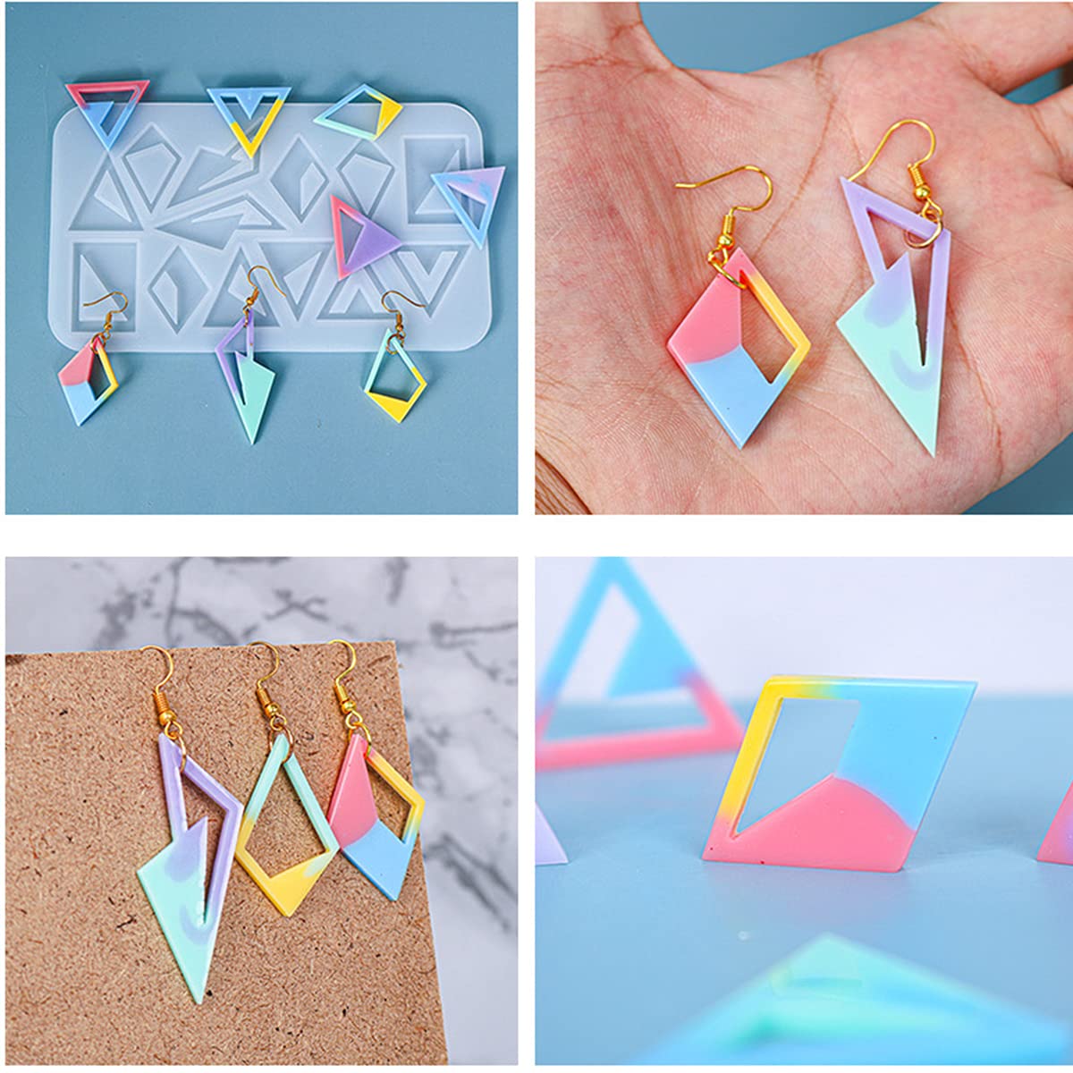 3 Pack Geometric Resin Earring Molds for DIY Jewelry Making - Epoxy Casting Molds for Earrings, Pendants & Crafts - Perfect for Handmade Resin Jewelry, Gifts & Home Decor Projects