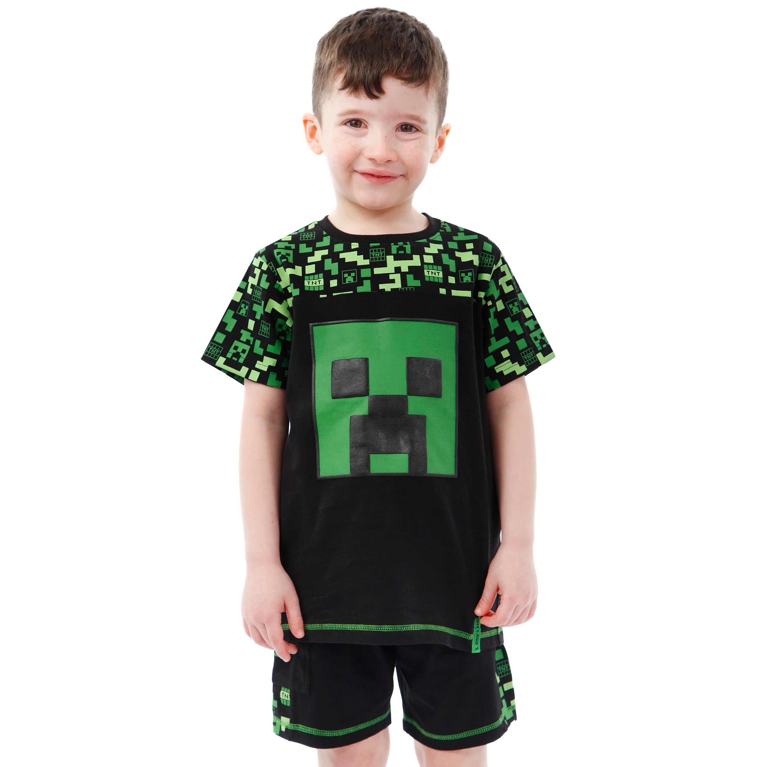 Minecraft Creeper T-Shirt & Shorts Set for Boys - Summer Gaming Outfits
