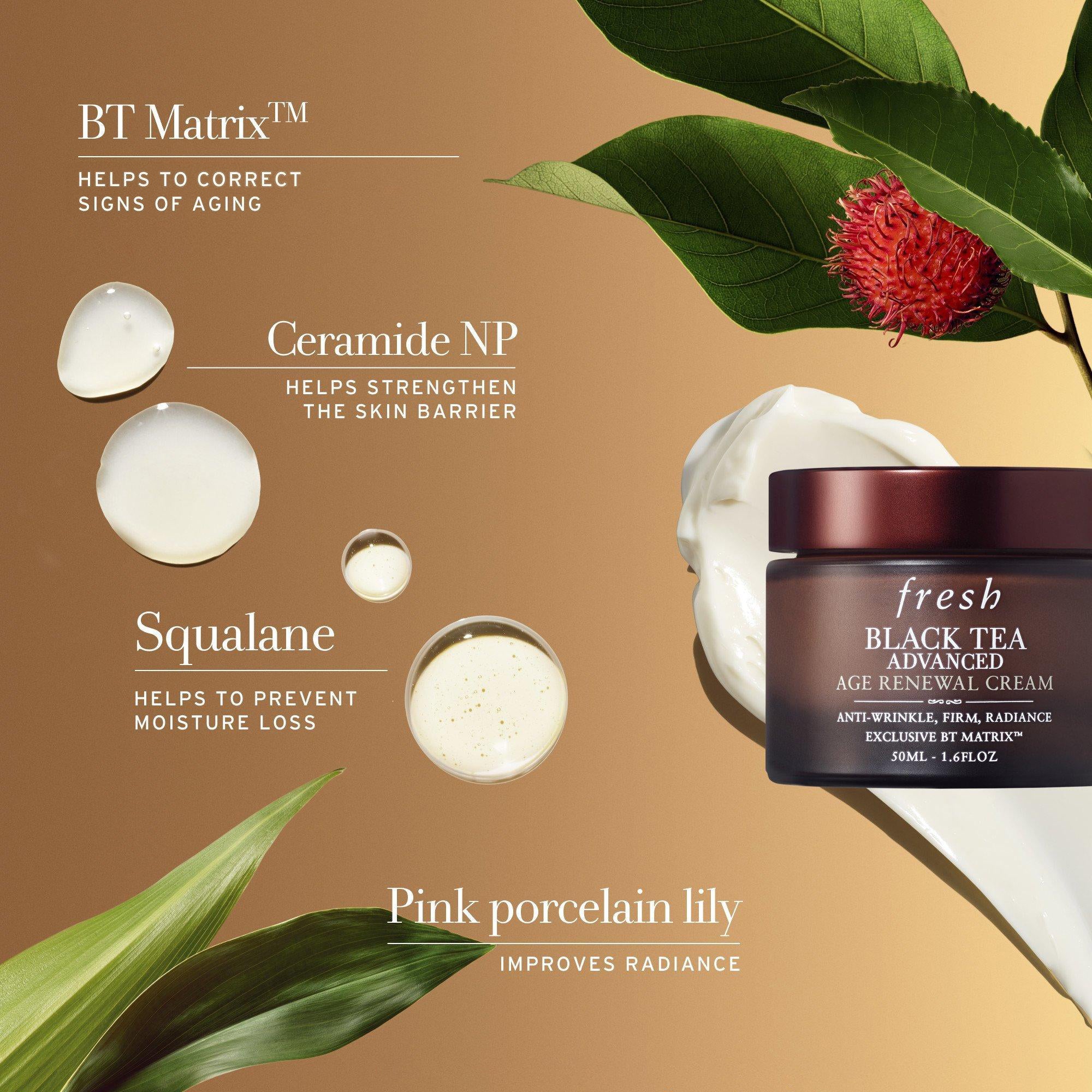 Premium Black Tea Anti-Aging Renewal Cream 1.7oz - Hydrating Face Moisturizer for Wrinkles & Fine Lines - Perfect for Nighttime Skincare Routine