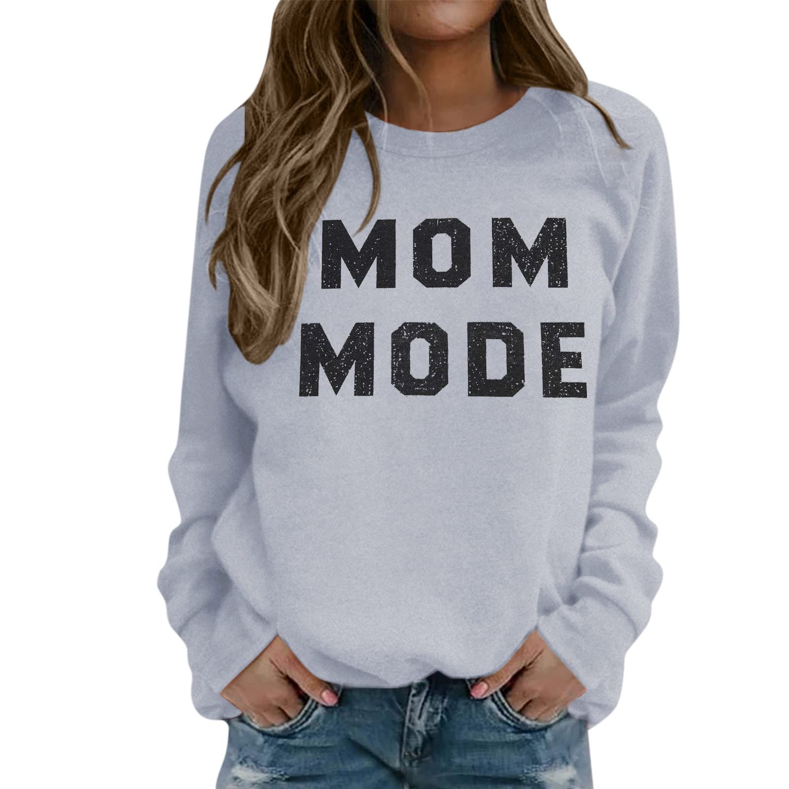 Women's Casual Long Sleeve Crewneck Sweatshirt - Letter Print Terry Pullover Top with Hood | Cozy Fall Outfit, Lounge Wear & Street Style Fashion